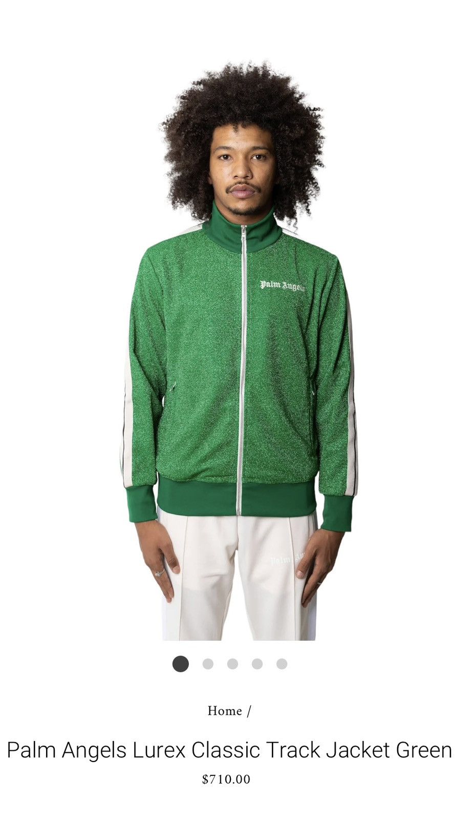 image of Palm Angels Track Jacket - Zip Up in Green, Men's (Size XL)