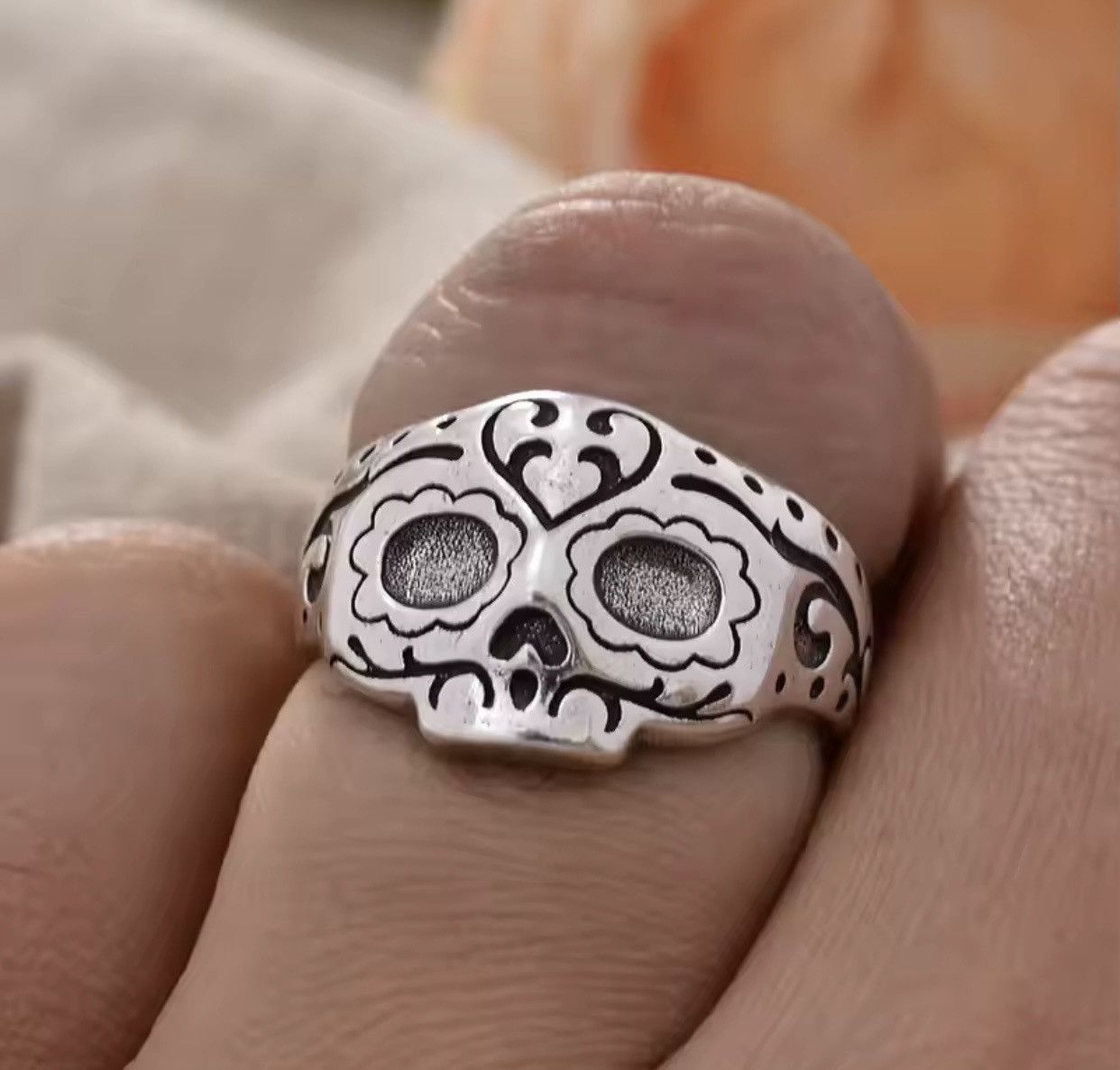 Jewelry Exaggerated Skull Mask Design Vintage Thai Silver Ring Size ONE SIZE - 6 Thumbnail
