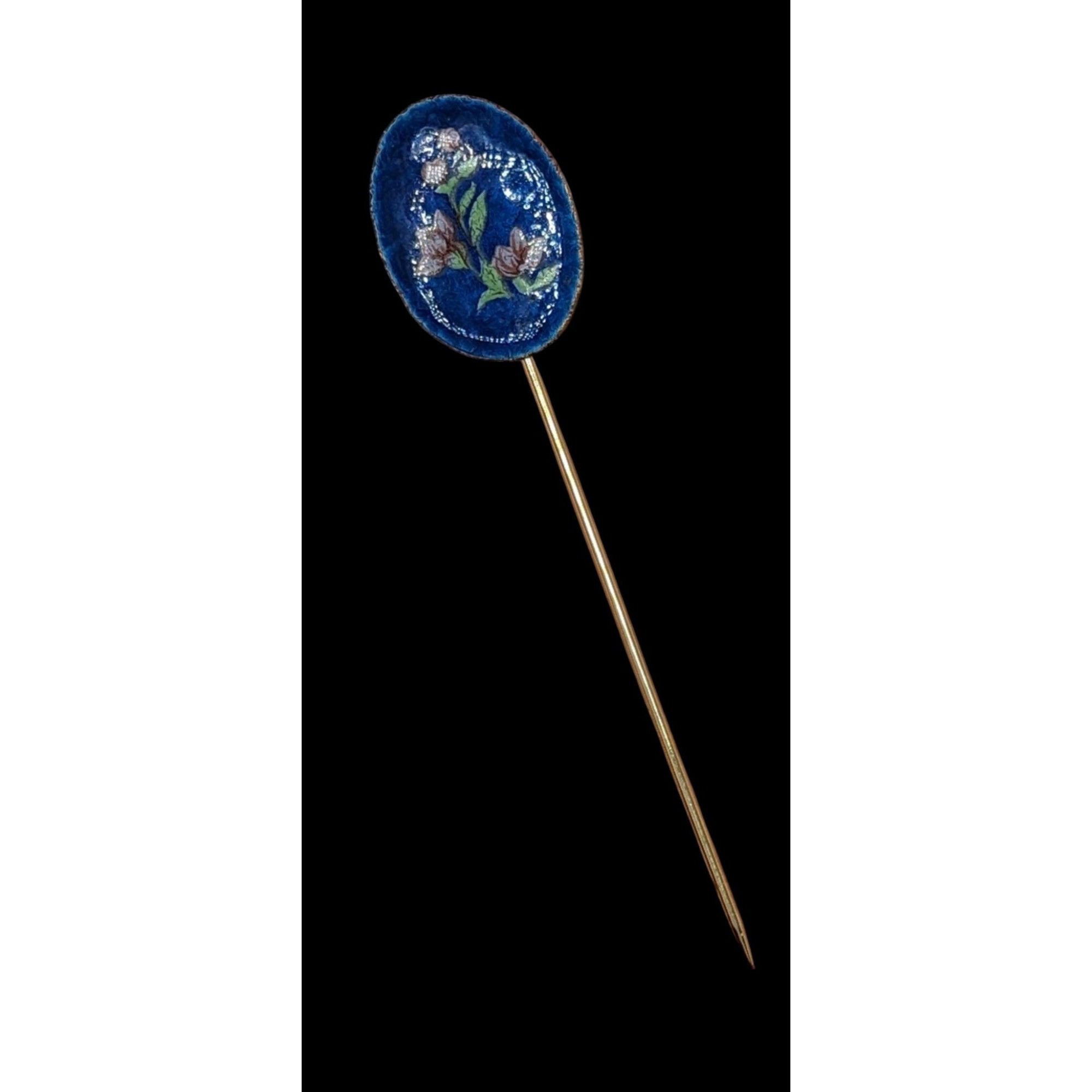 Other Vintage Blue Floral Enamel Stick Pin Gold-Tone Accent Hand-P Size ONE SIZE - 1 Thumbnail