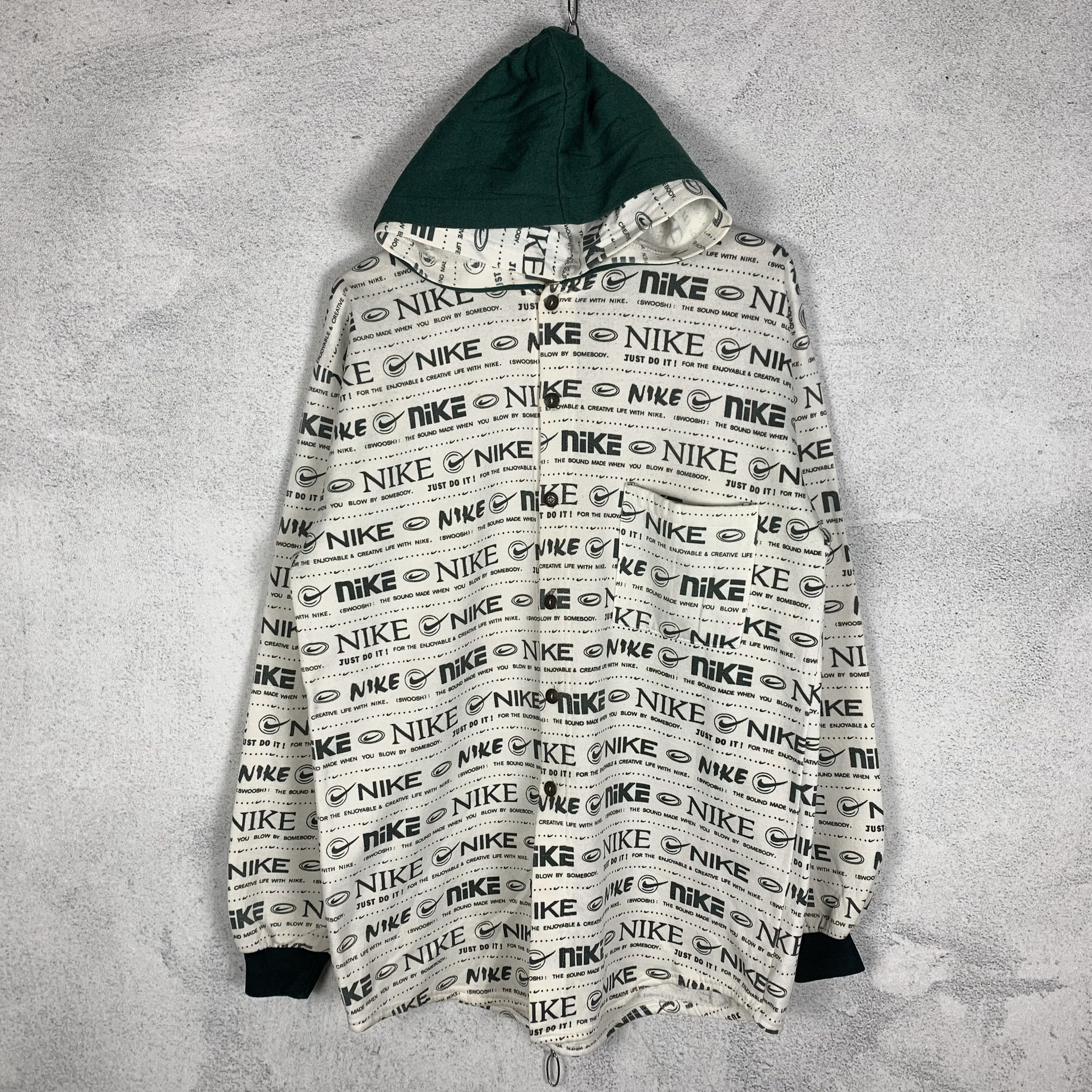 Nike Vintage 90s Nike Swoosh Over Print Hoodie Size US L / EU 52-54 / 3 - 1 Thumbnail