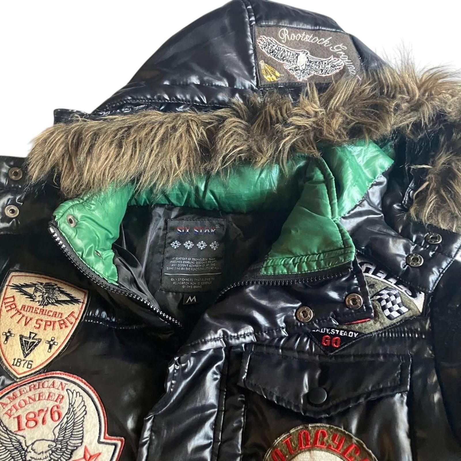 Other Six Star - Men's Black Puffer Jacket with Fur Hood and Patch Size US M / EU 48-50 / 2 - 5 Thumbnail