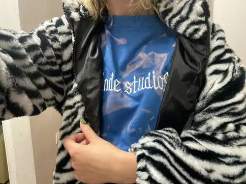 Other Fur Zebra Stripe Varsity Bomber Autumn Jacket Female Size XL / US 12-14 / IT 48-50 - 4 Thumbnail