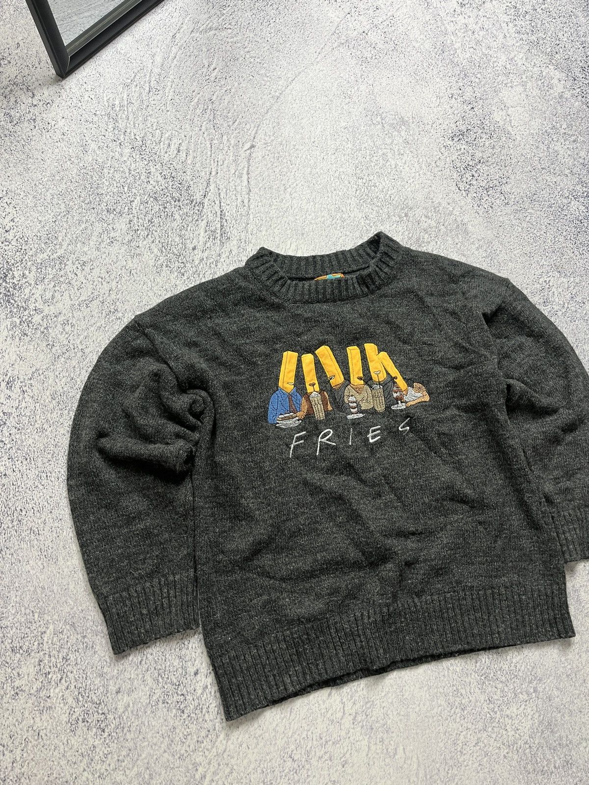 Vintage Vintage 90’s Fries Humor Wool Knit Sweater Embroidered Logo Size S / US 4 / IT 40 - 3 Thumbnail