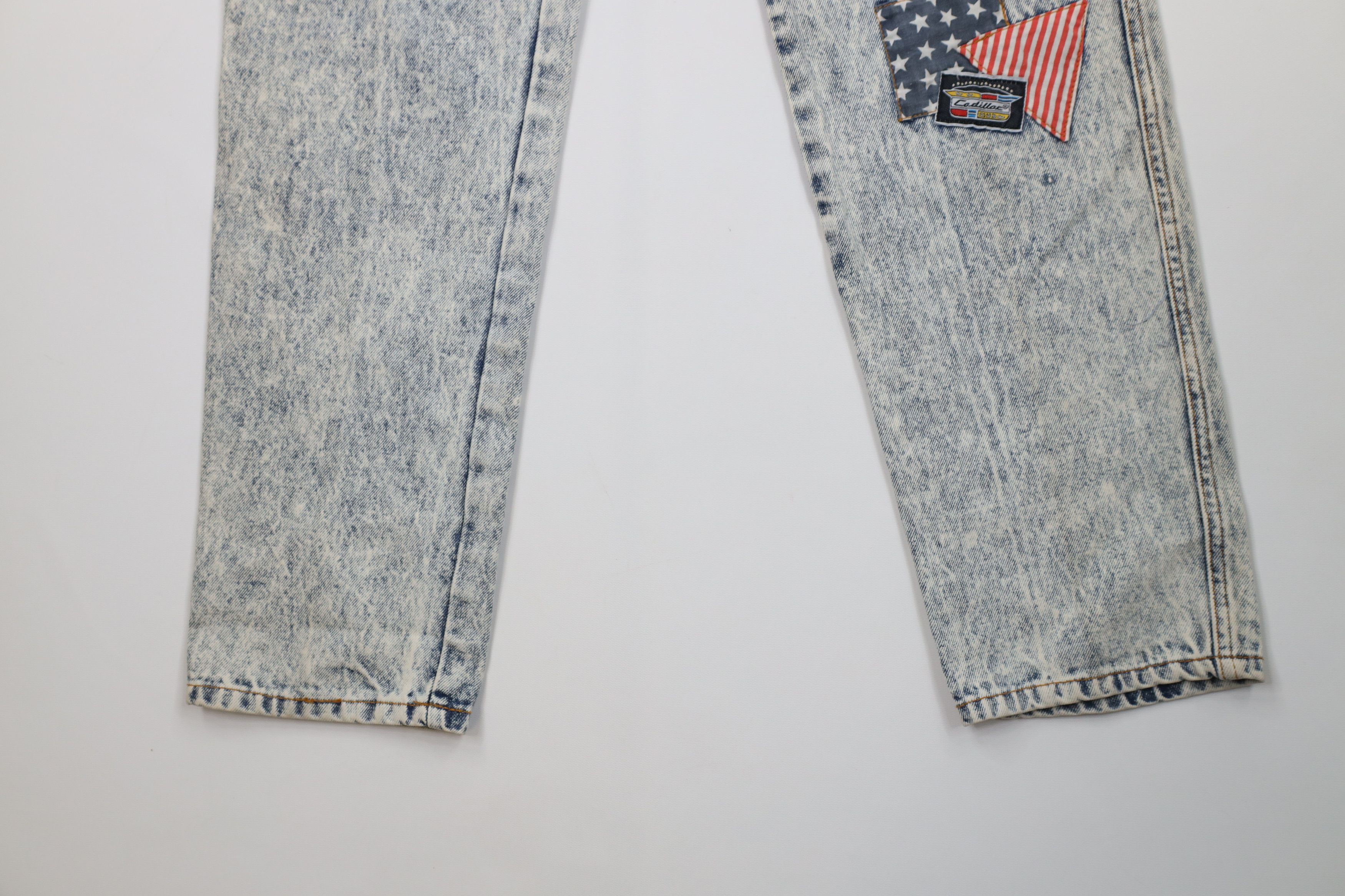 Cadillac Deadstock Vintage 80s 90s Cadillac Racing Acid Wash Jeans Size US 32 / EU 48 - 4 Thumbnail