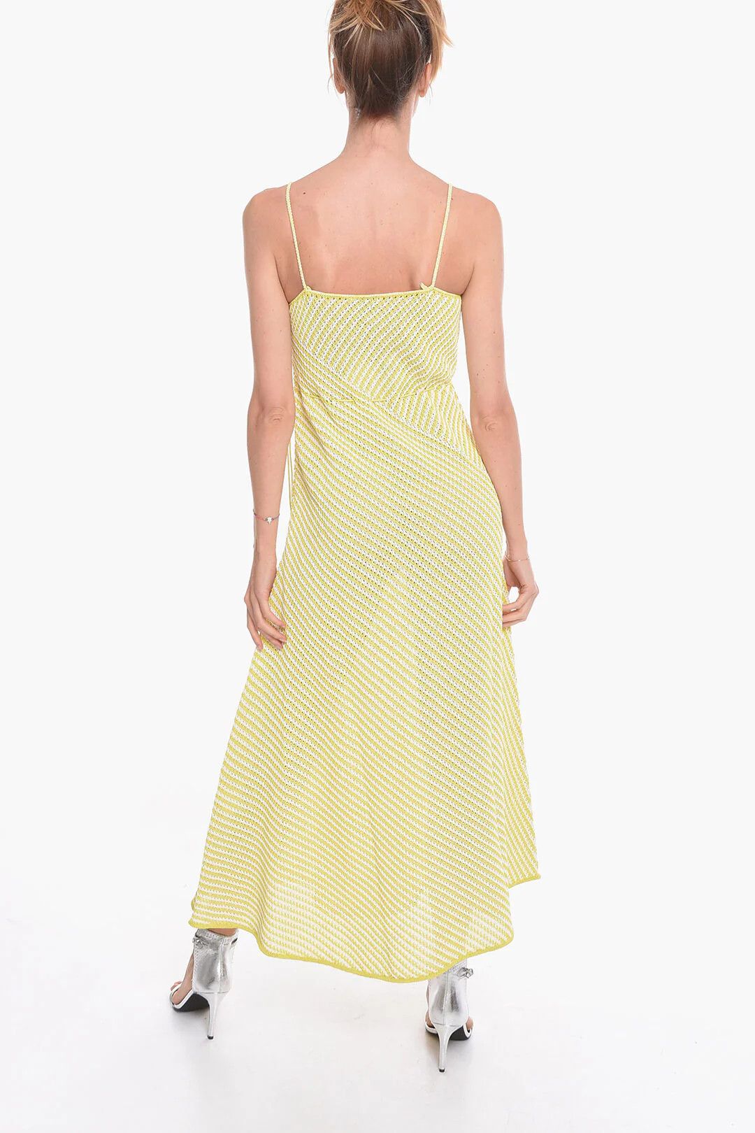 Bottega Veneta og1mm0426 Striped Cotton-blend Maxidress in Green Size L / US 10 / IT 46 - 2 Thumbnail
