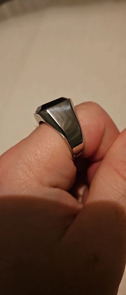Jewelry Zircon Black Agate Ring Streetwear Jewelry Fashion Gift Size ONE SIZE - 2 Thumbnail