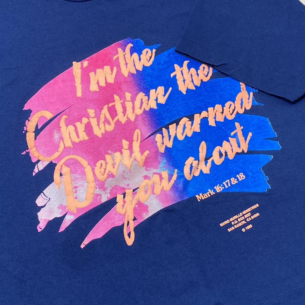 Other Vintage Mark 16:17 Navy Blue Bible Verse Jesus Tee Size 2XL Size US XXL / EU 58 / 5 - 3 Thumbnail