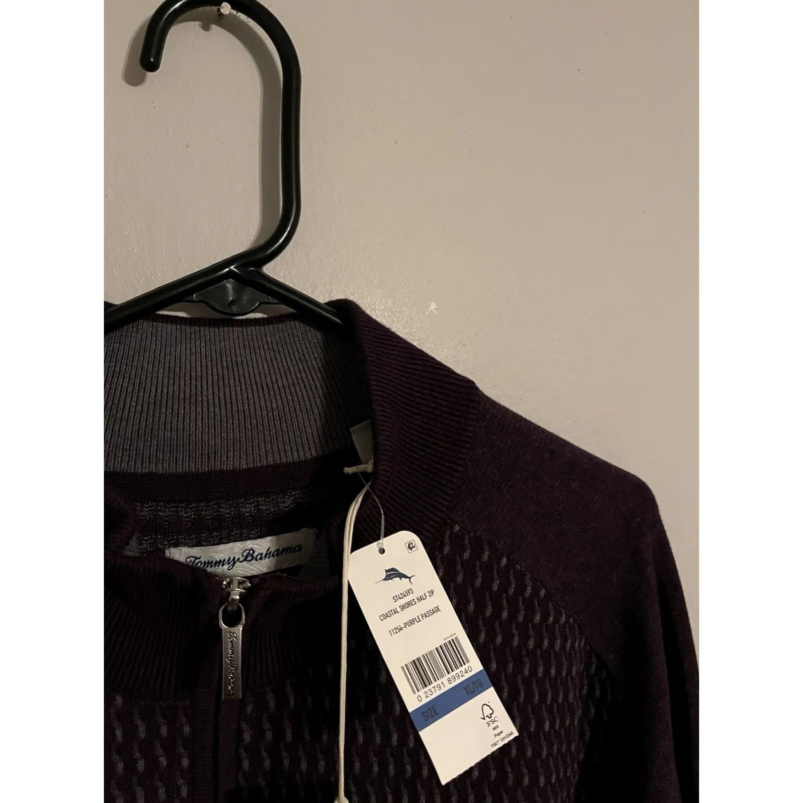 Tommy Bahama Tommy Bahama Coastal Shores Sweater Jacket Half Zip Purple Men's XLarge New! Size US XL / EU 56 / 4 - 3 Thumbnail