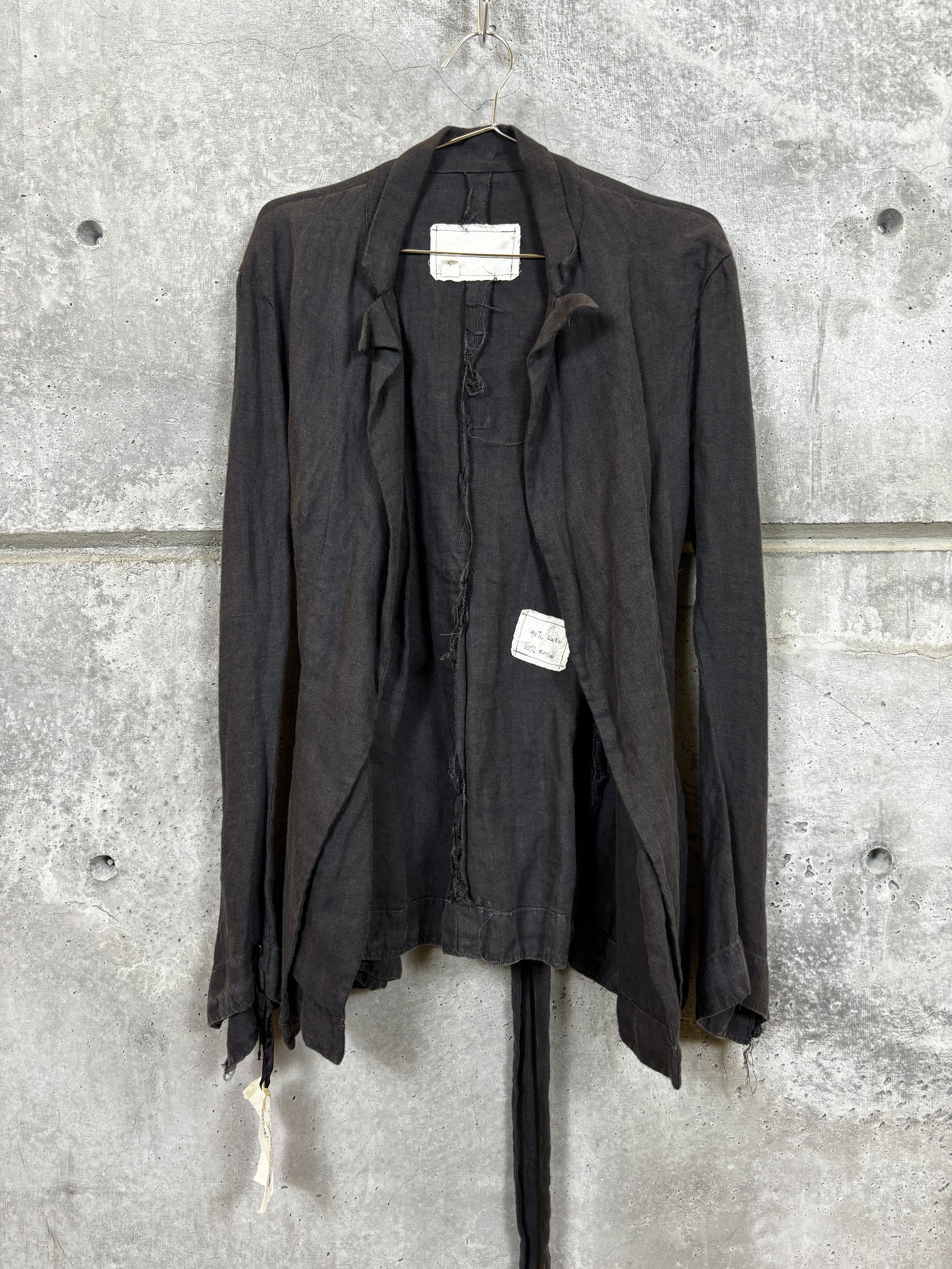 FW16 GREG LAUREN VINTAGE CHARCOAL CUTAWAY OLIVER JACKET