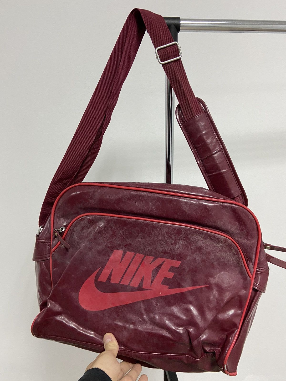 Nike × Vintage Nike Vintage Shoulder Bag Leather Big Logo Y2K Style Size ONE SIZE - 8 Thumbnail