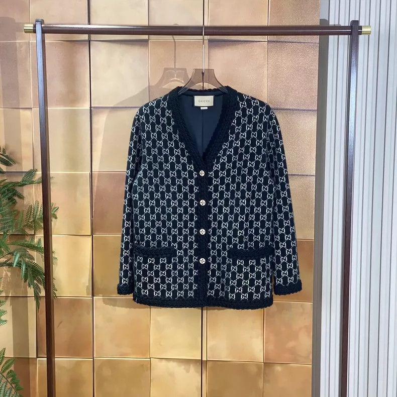 Gucci Gucci Popular black old flower full-print woven trim wool c Size US S / EU 44-46 / 1 - 1 Thumbnail