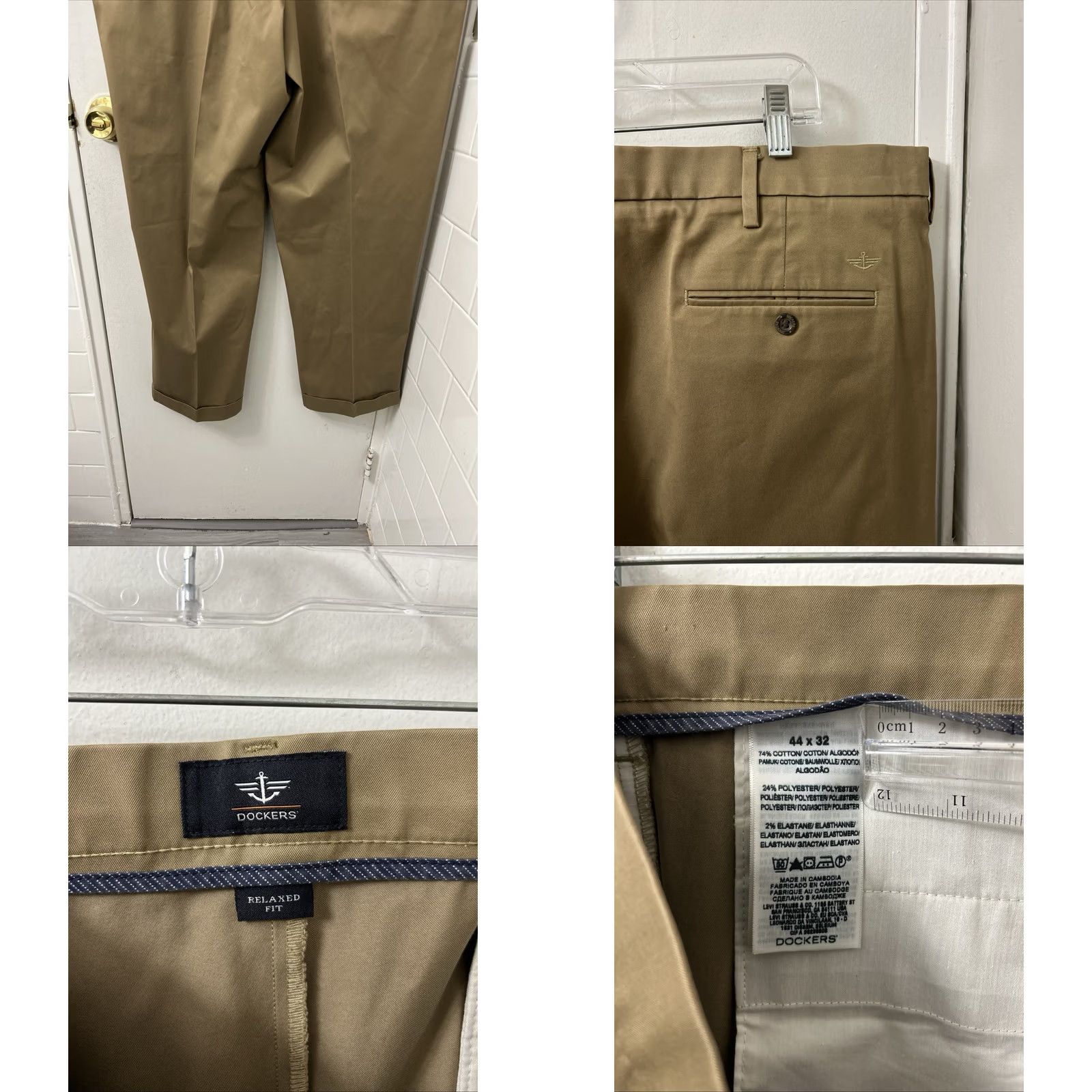 Dockers Dockers Pants Mens 44x31 Tan Khaki Relaxed Fit Pleated Cuffed Chino Trousers Size US 44 / EU 60 - 8 Thumbnail