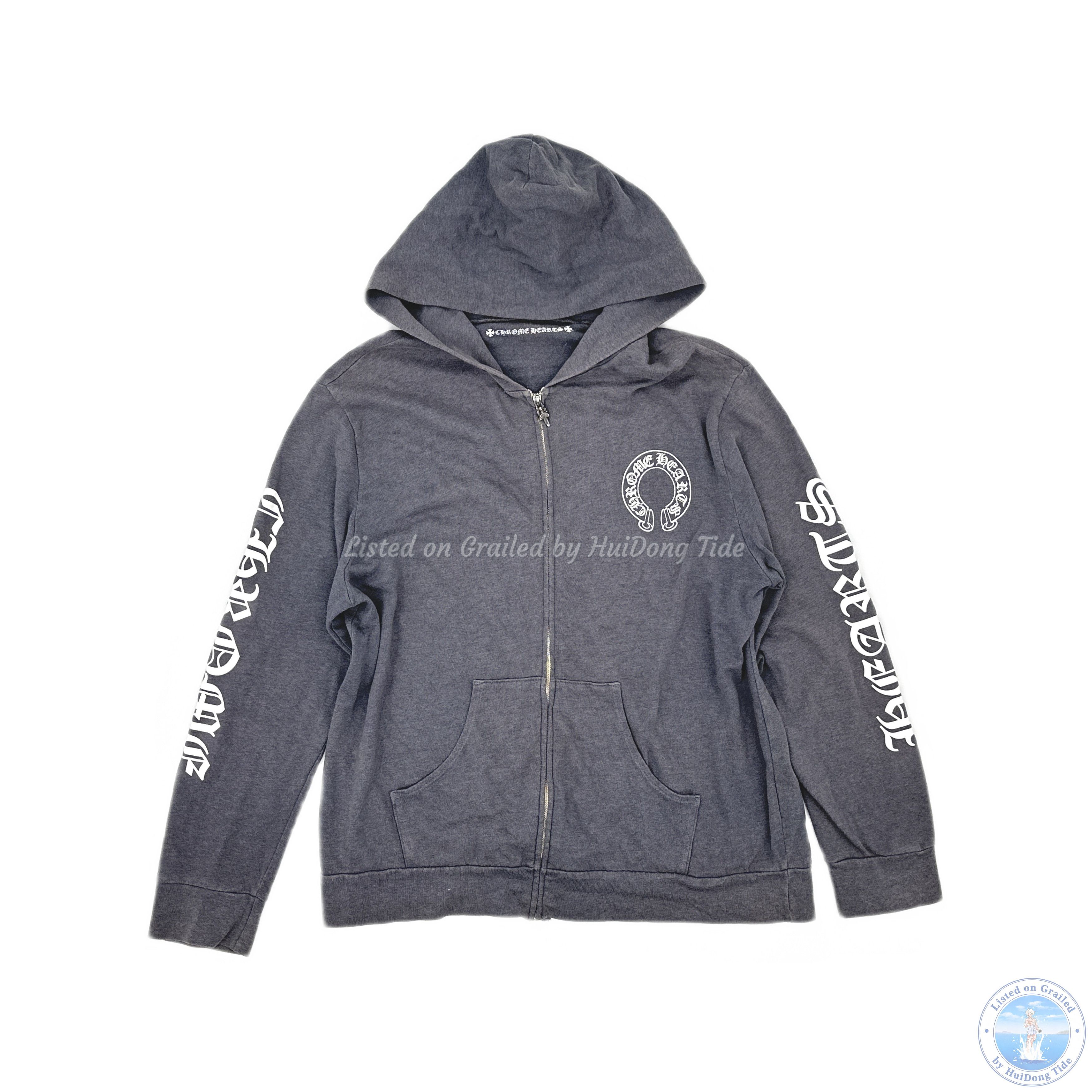 Chrome Hearts Chrome Hearts Blue Floral Cross Logo Grey Zip Up