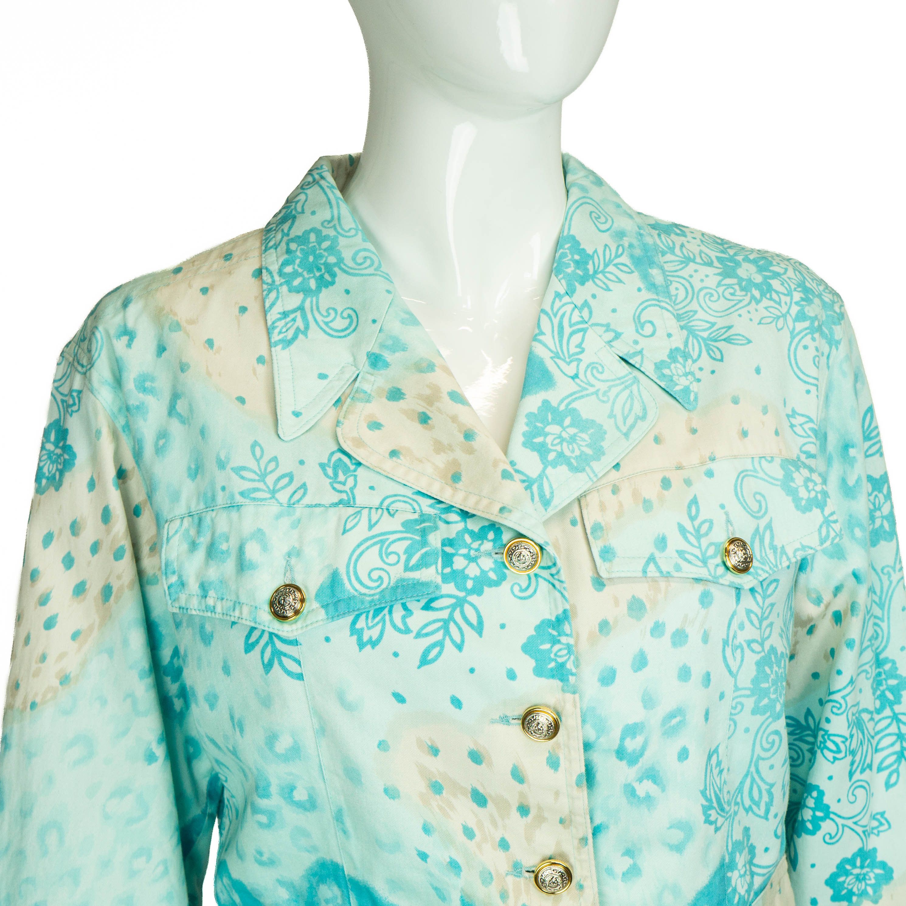 Versace × Versus VERSUS Gianni Versace Blue Set Blazer Skirt Vintage 90s 00s Size M / US 6-8 / IT 42-44 - 2 Thumbnail