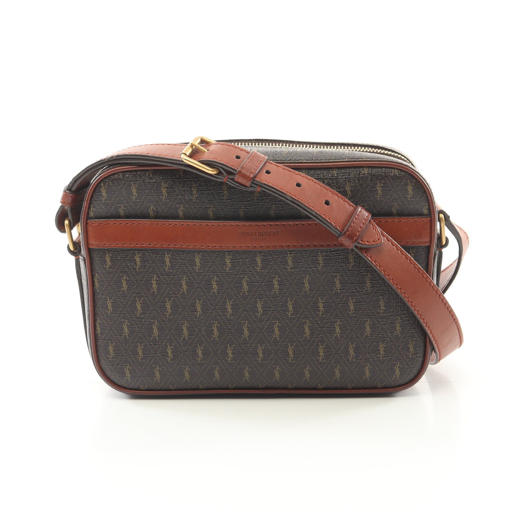 Yves Saint Laurent Yves Saint Laurent Monogram Camera Bag Shoulder Leather Dark Brown Size ONE SIZE - 1 Thumbnail