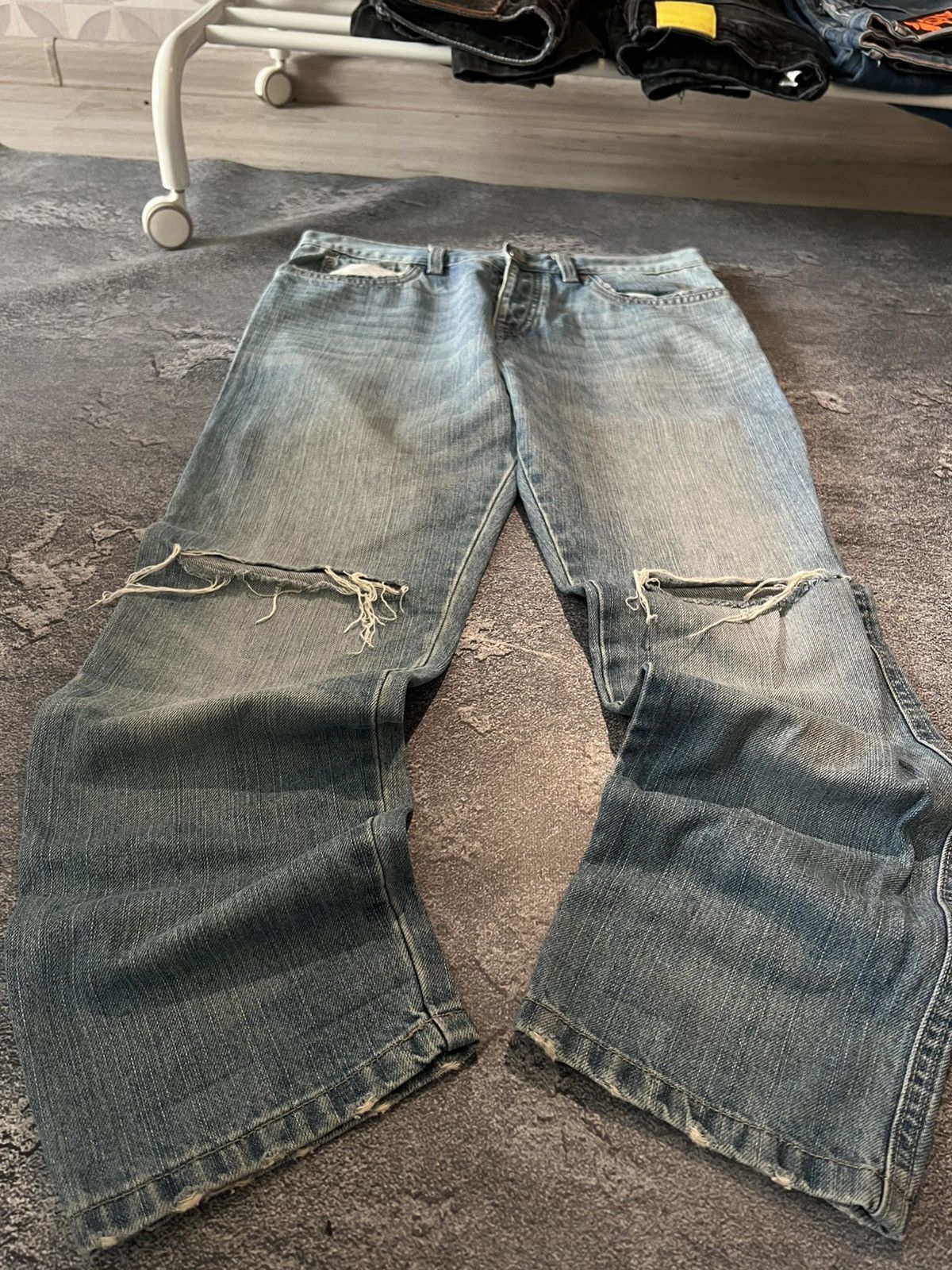 Japanese Brand Vintage Relaxed Draped Skinny Jean / Number Nine Style Blue Size US 32 / EU 48 - 1 Thumbnail