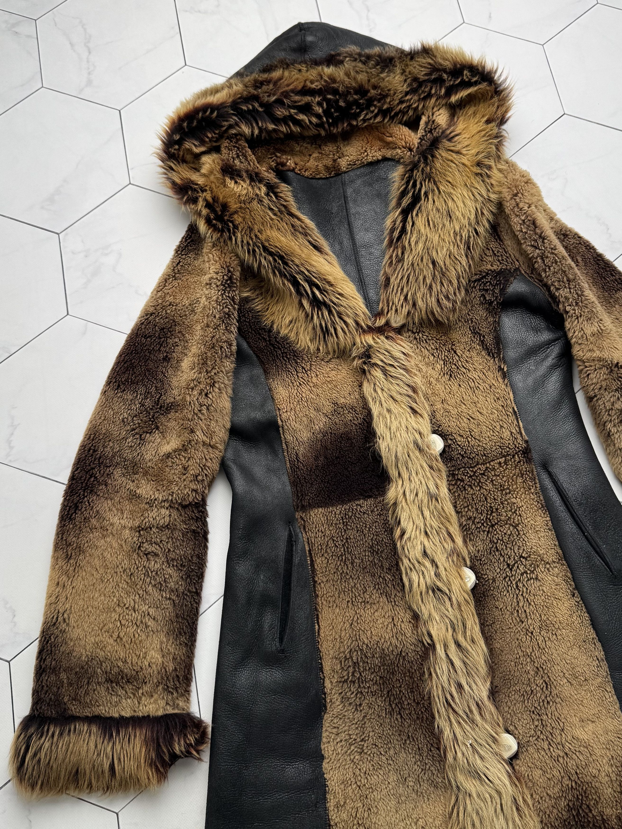 Vintage Vintage Real Sheepskin Hooded Coat (B550)E2D15 Size M / US 6-8 / IT 42-44 - 2 Thumbnail