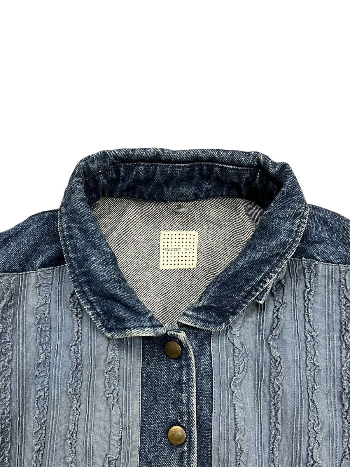 20471120 1980s Isao Kaneko - Ruffle Denim Bono Jacket Size US L / EU 52-54 / 3 - 9 Thumbnail