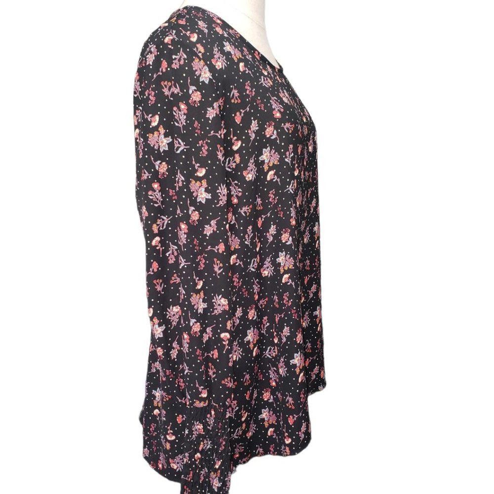 Designer CT378 Pleione Ladies Black Floral Long Sleeve Blouse XL Size XL / US 12-14 / IT 48-50 - 4 Thumbnail