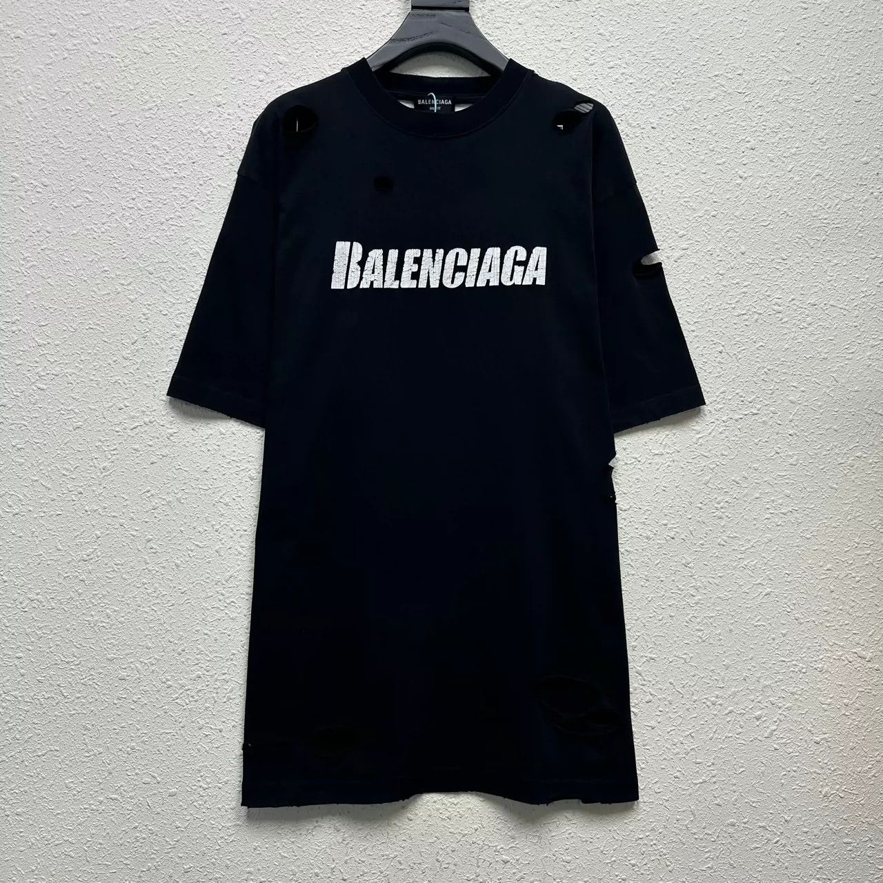 Balenciaga vintage big hole ice crack logo short sleeved shirt