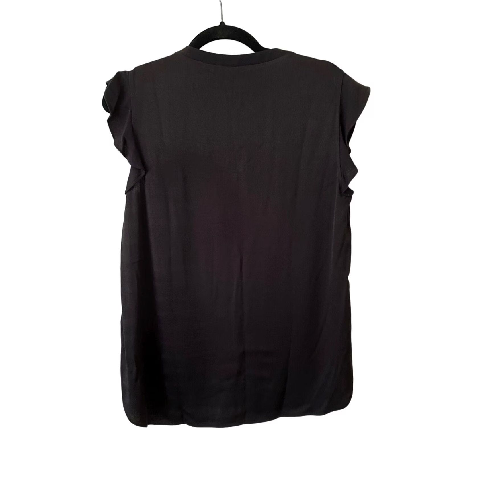 Vintage Kate Spade Blouse Shirt V-Neck Crepe Ruffle Sleeve Black Small Womens Size S / US 4 / IT 40 - 2 Thumbnail