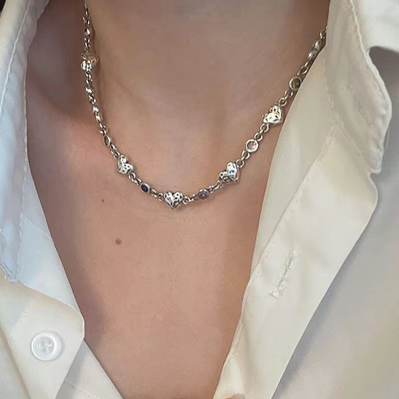 Jewelry Creative Colorful Love Heart Zircons Sweater Necklace Size ONE SIZE - 3 Thumbnail