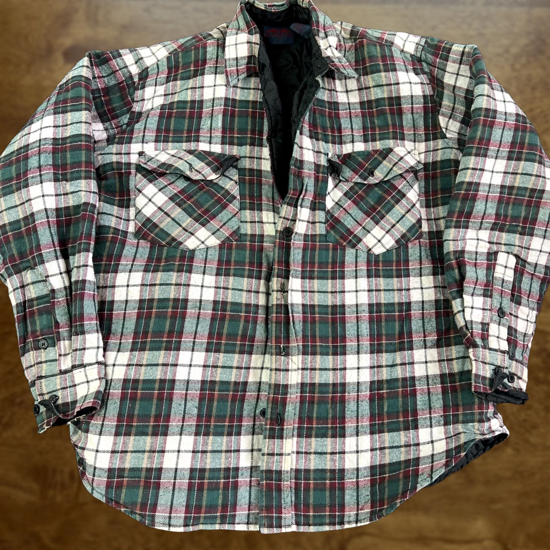 Vintage Plaid Flannel Jacket Mens M Green Quilted Lined Padded Button Workwear Shirt Jacket Mens Medium Green Plaid Quilted Jacket Size US M / EU 48-50 / 2 - 1 Thumbnail