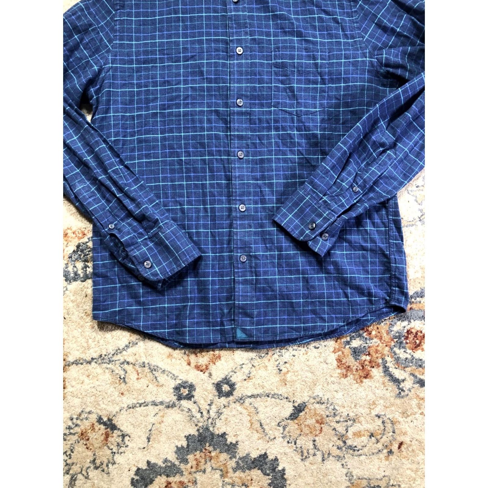 UNTUCKit UNTUCKit Shirt Mens Large Blue Plaid Slim Fit Long Sleeve Button Up Casual Size US L / EU 52-54 / 3 - 5 Thumbnail
