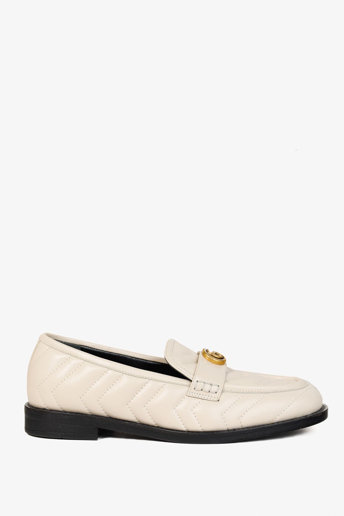 Gucci Gucci Marmont Cream GG Matelasse Leather Loafers Size US 7 / IT 37 - 2 Thumbnail