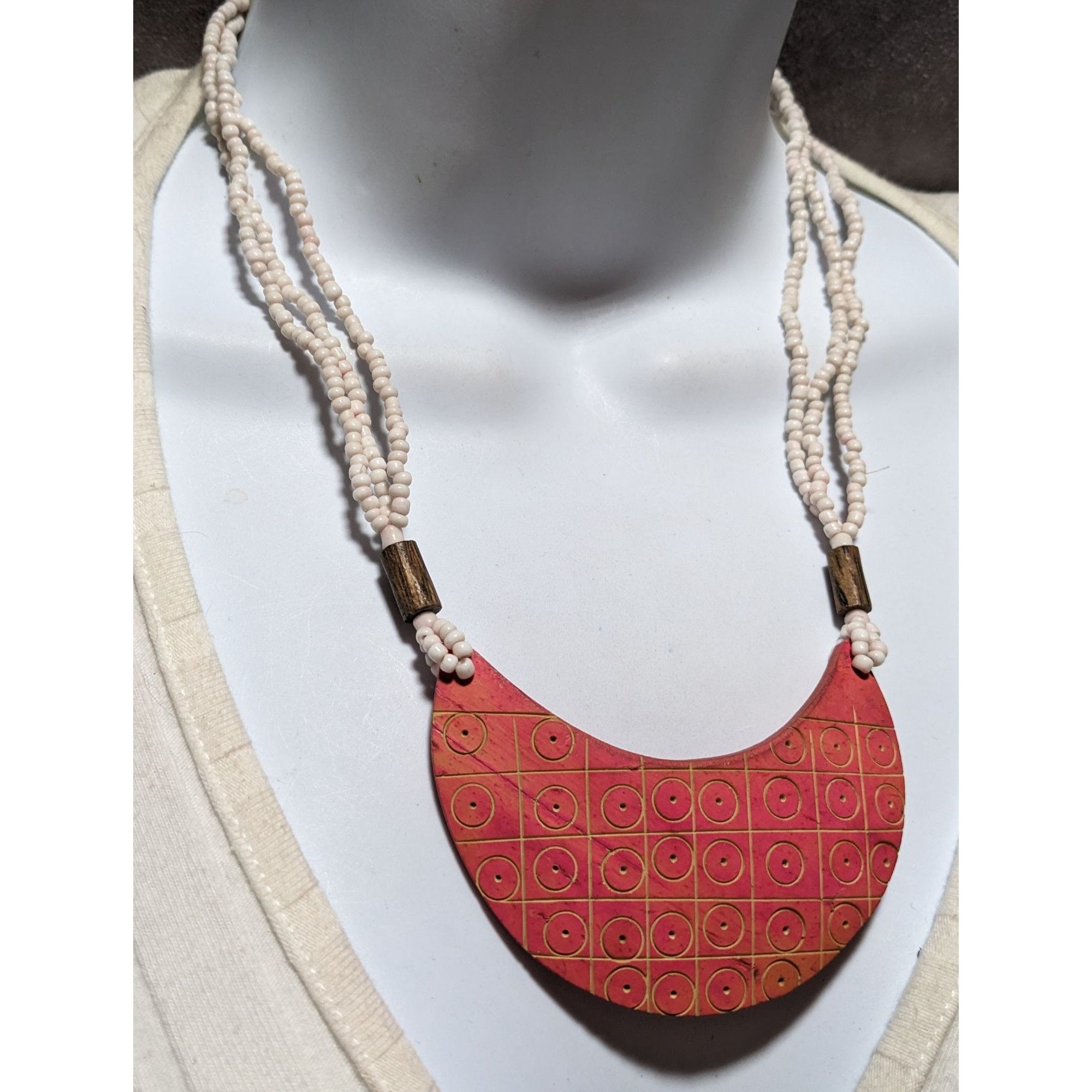 Other Beaded Necklace With Geometric Pendant In Pink & White Size ONE SIZE - 9 Thumbnail