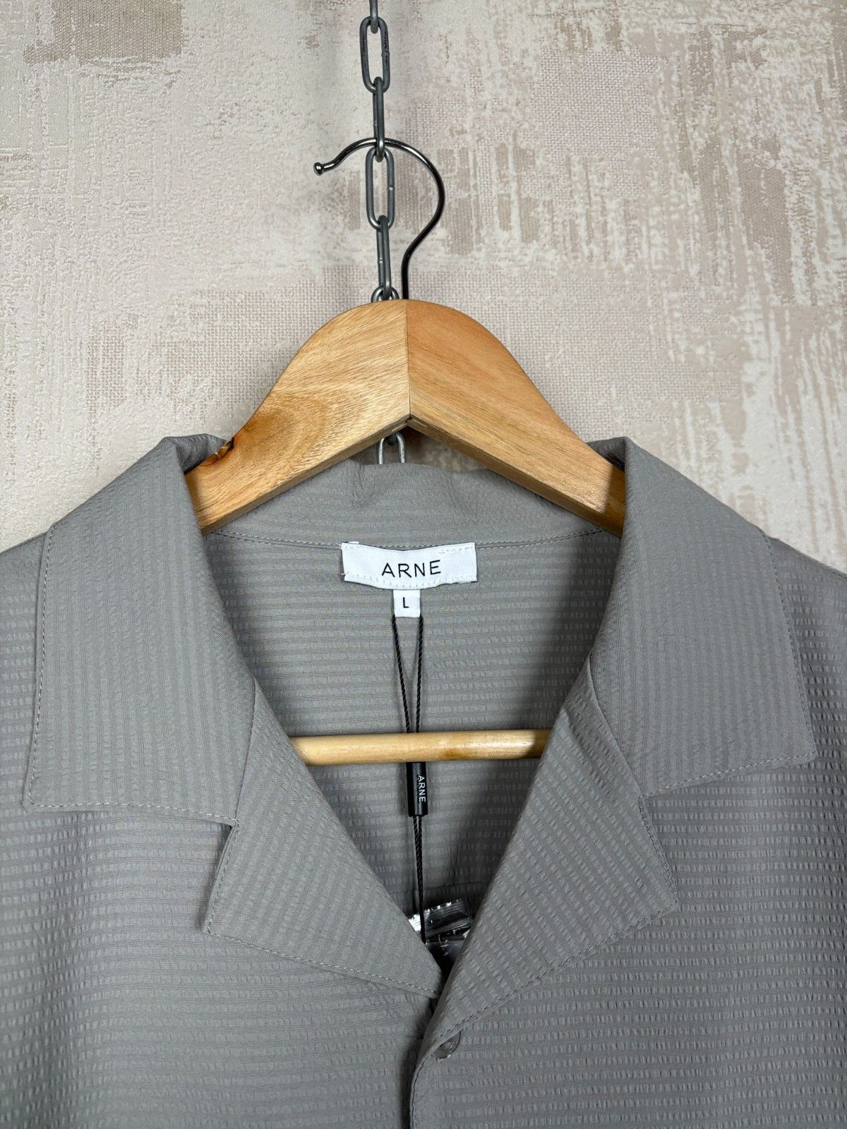 Other UK ARNE Seersucker Collar Short Sleeve Shirt in Stone Size US L / EU 52-54 / 3 - 6 Thumbnail