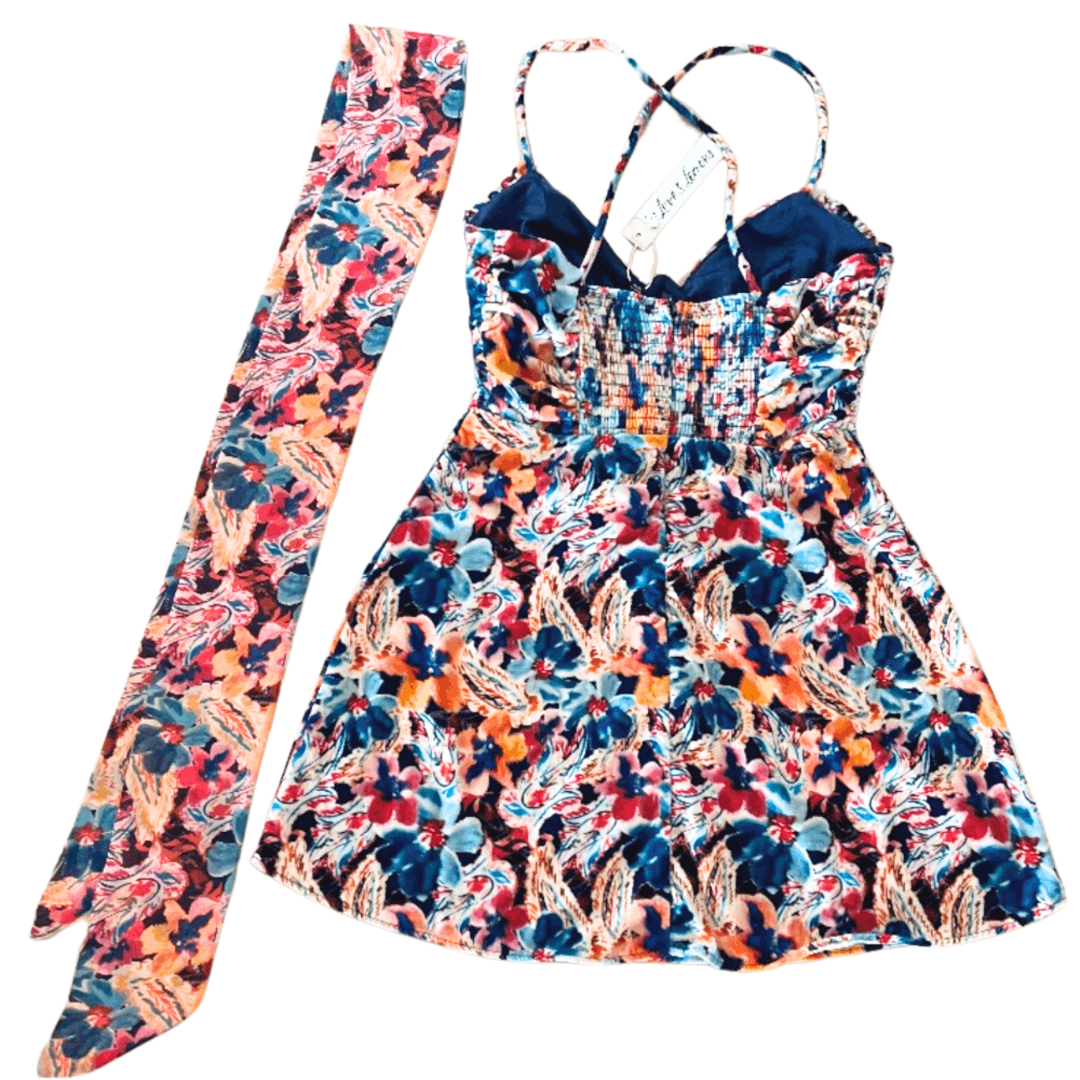 For Love & Lemons For Love & Lemons Brooklyn XS Multicolor Floral Velvet Mini Size XS / US 0-2 / IT 36-38 - 2 Thumbnail