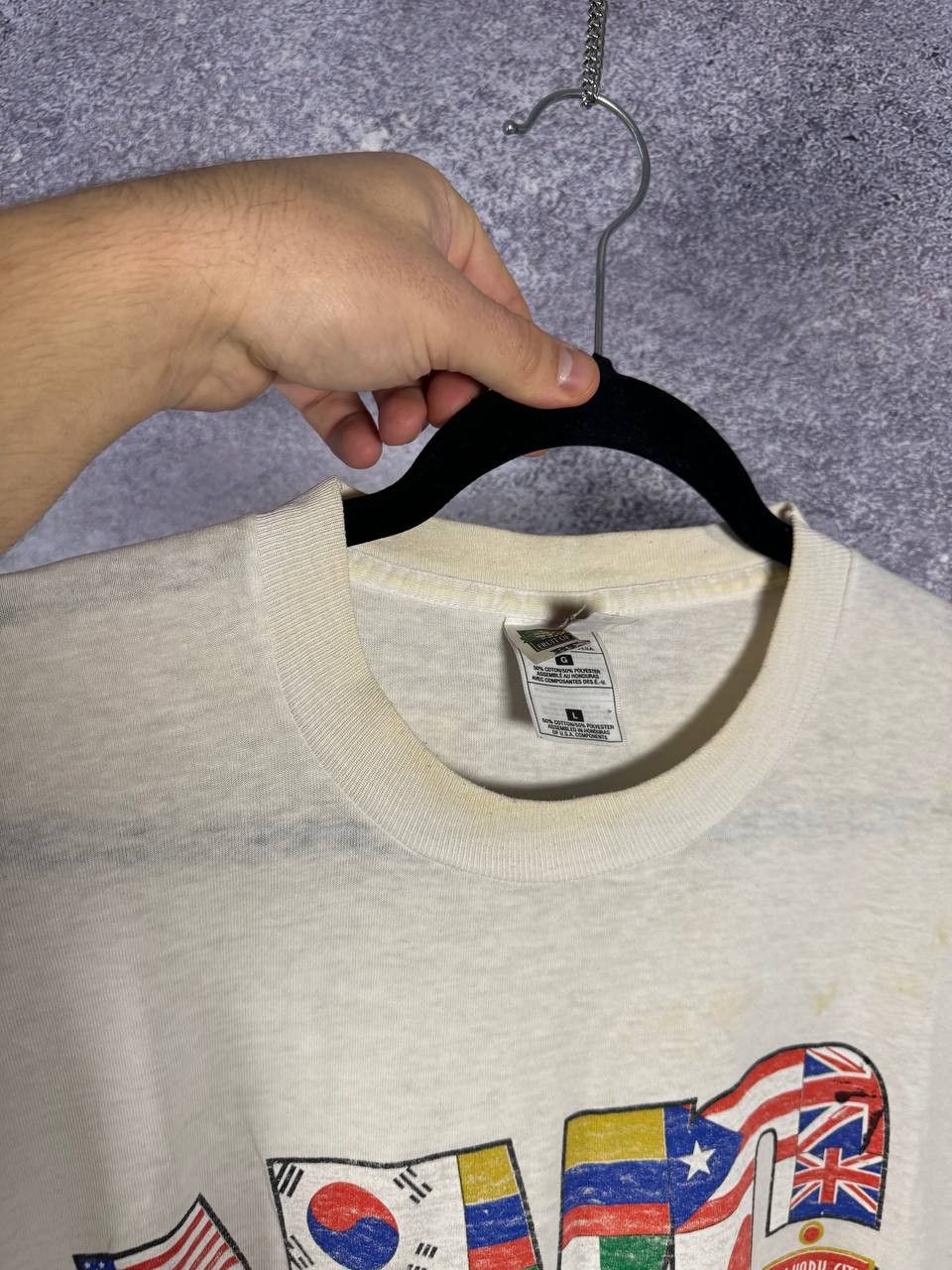 Fruit Of The Loom × Vintage Vintage 90's NYC White Flag Graphic T-Shirt Large Souvenir Size US L / EU 52-54 / 3 - 11 Thumbnail