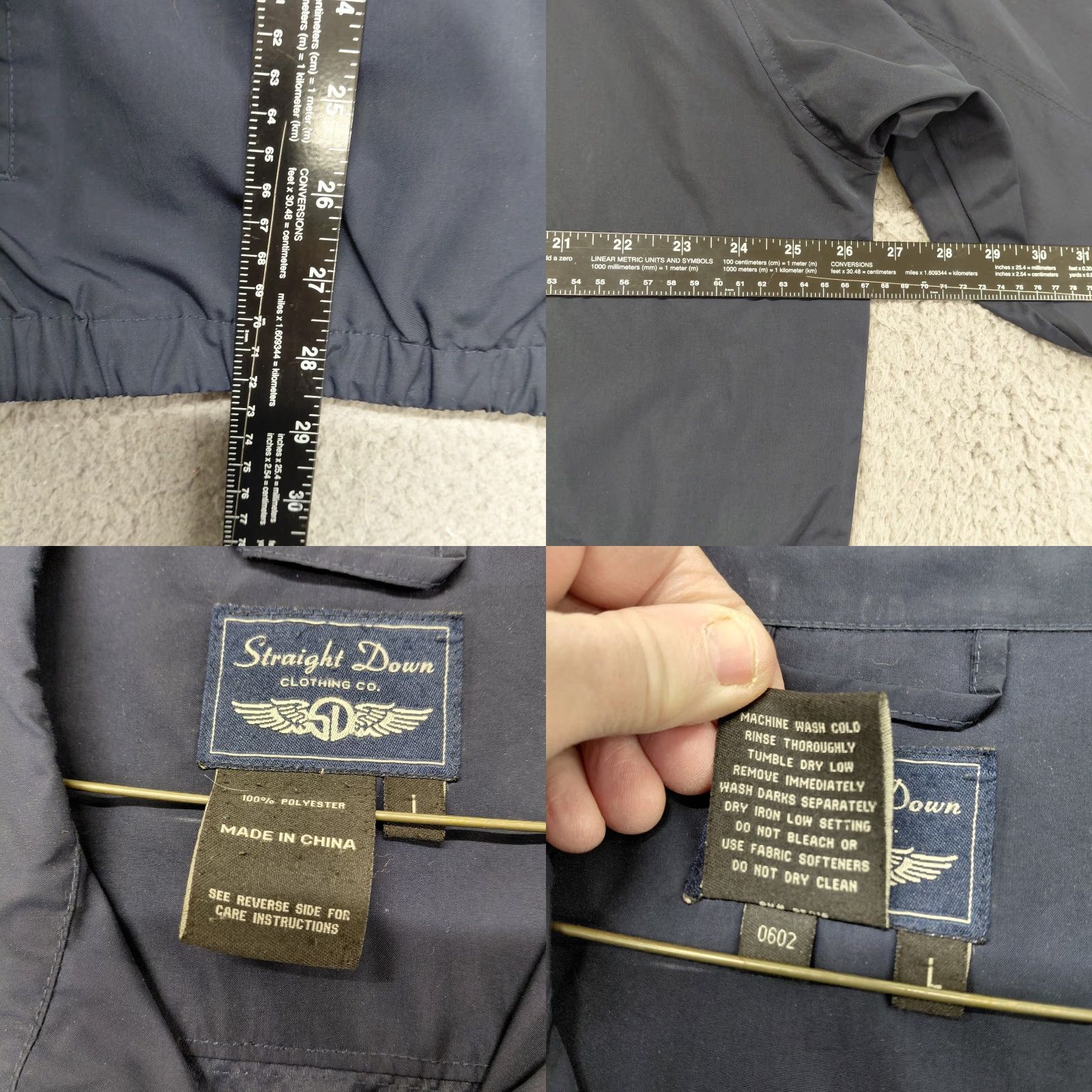 Vintage Straight Down Jacket Men L Blue Full Zip Letterman Bomber Soft Shell 90s 80s Classic Cars College Biker Mens Size US L / EU 52-54 / 3 - 10 Thumbnail