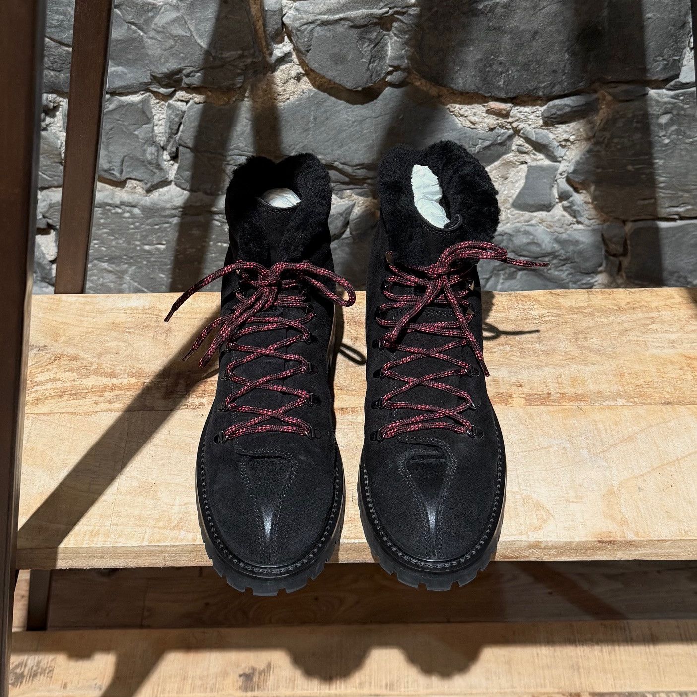 Valentino Valentino Black Suede Shearling Lined Winter Hiking Boots Size US 11 / IT 41 - 2 Thumbnail