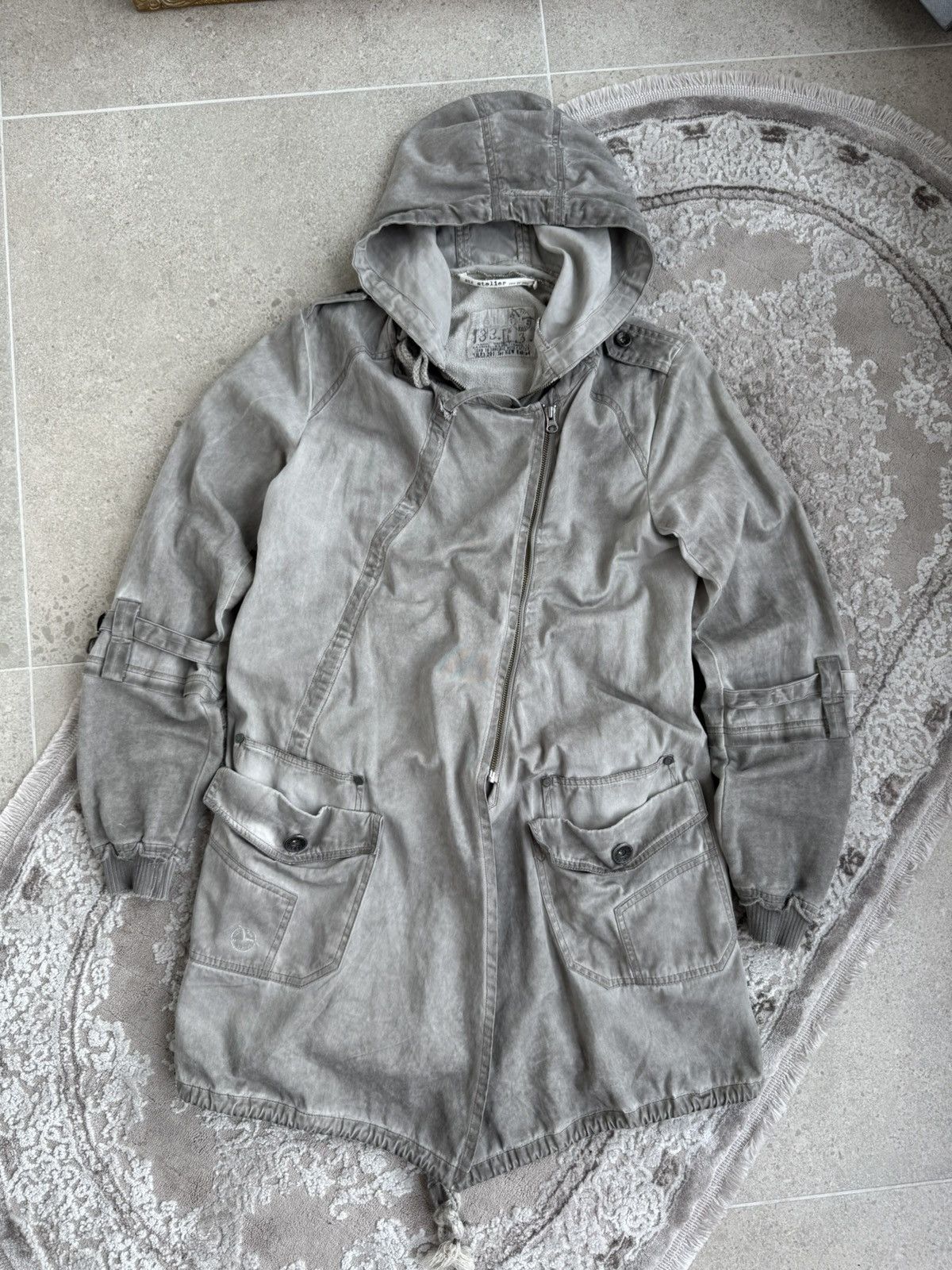 Japanese Brand Archival Faded Grey Longline Parka Hoodie Avant-Garde Style Size US S / EU 44-46 / 1 - 3 Thumbnail