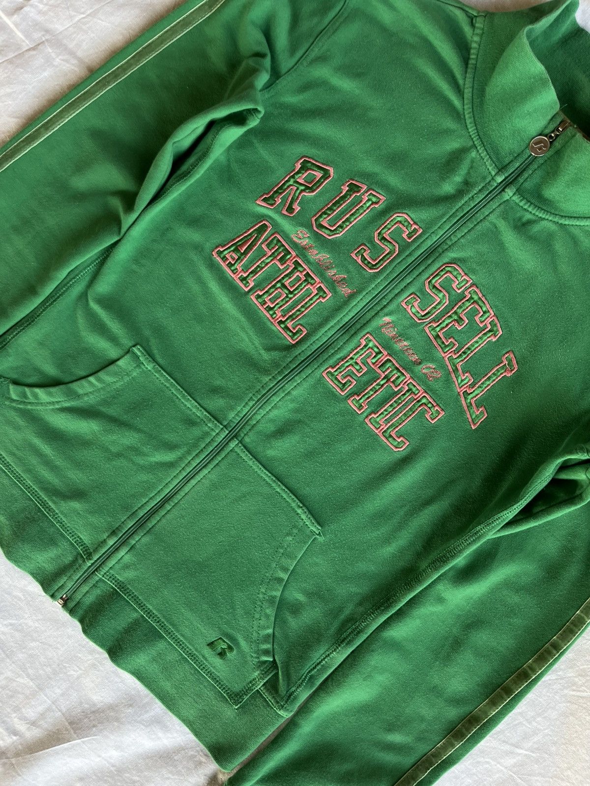 Japanese Brand Vintage Russell Athletic Zip-Up Track Jacket Green Y2K Steez Size S / US 4 / IT 40 - 3 Thumbnail
