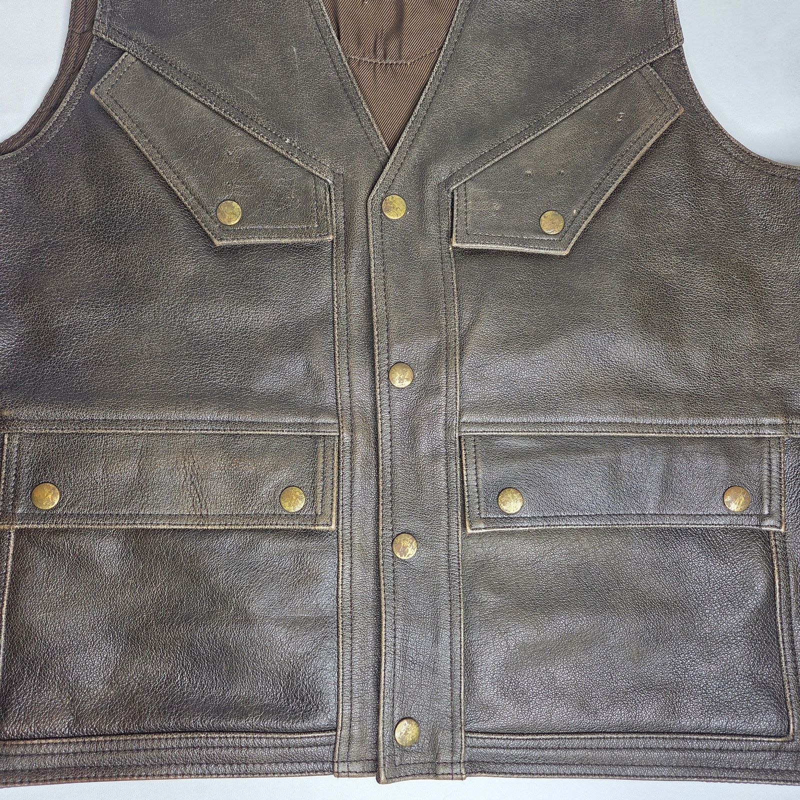 21 Men Vintage Men's Himalaya Leather Motorcycle Riding Vest Size US XL / EU 56 / 4 - 3 Thumbnail