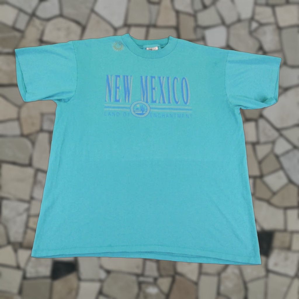 Vintage VINTAGE New Mexico Shirt Mens XL Blue Solid Cotton Blend Knit Logo T-Shirt 90s Outdoor Brainstorm? Size US XL / EU 56 / 4 - 1 Thumbnail