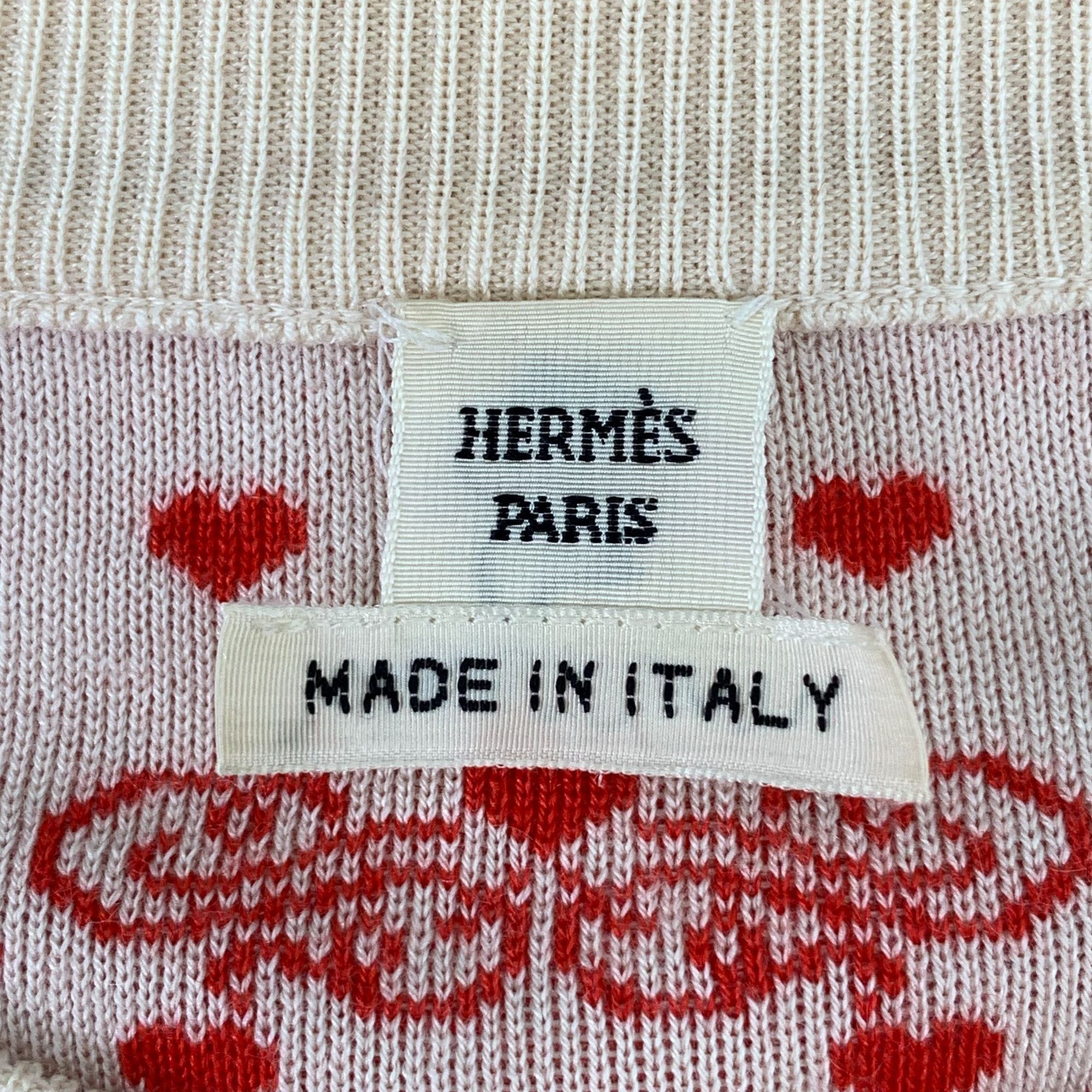 Hermes Hermès Paris Womens Red & Beige Cashmere/Silk Cardigan Sweat Size XS / US 0-2 / IT 36-38 - 7 Thumbnail