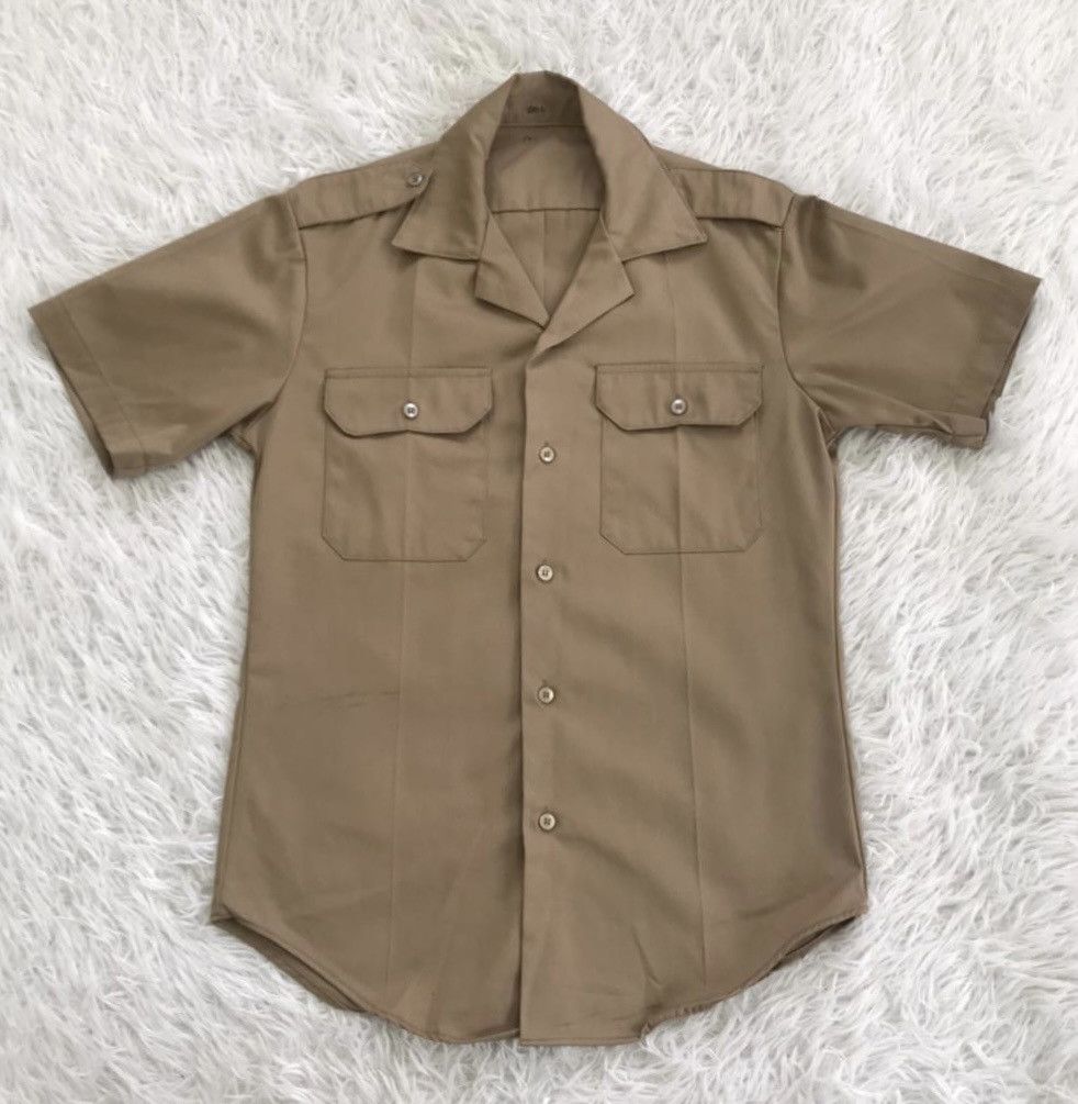 Army Of Me × Vintage Army Tan 445 Short Sleeve Shirt J.H.Rutter Rex Size US S / EU 44-46 / 1 - 1 Thumbnail