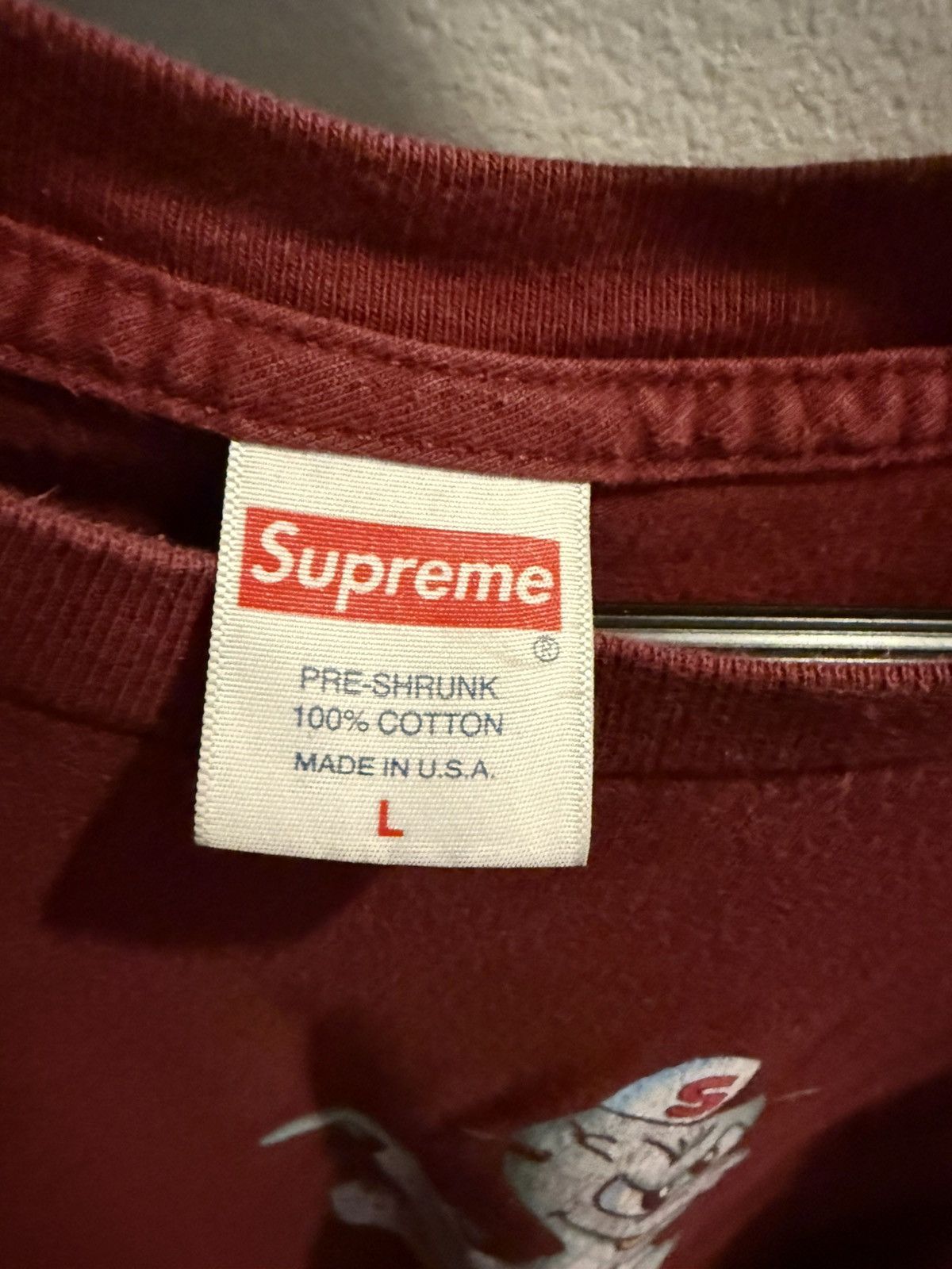 Supreme Supreme Dinasour Tshirt, Burgundy, Size US L / EU 52-54 / 3 - 3 Thumbnail