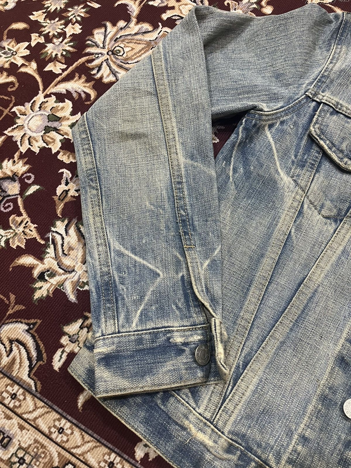 OMNIGOD Vintage Domingo Omnigod Distressed Stain Denim Jacket Size XS / US 0-2 / IT 36-38 - 3 Thumbnail