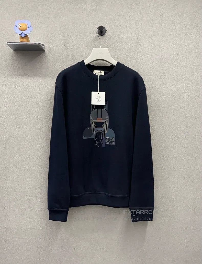 Hermes Hermes Navy Blue Sweatshirt, Pure Cotton Size L / US 10 / IT 46 - 1 Thumbnail
