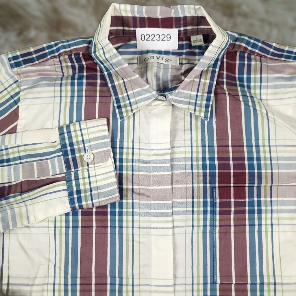 Orvis Orvis Women's Button-Up Shirt Size 6 Gray Blue Red Plaid Long Sleeve Casual Size M / US 6-8 / IT 42-44 - 1 Thumbnail