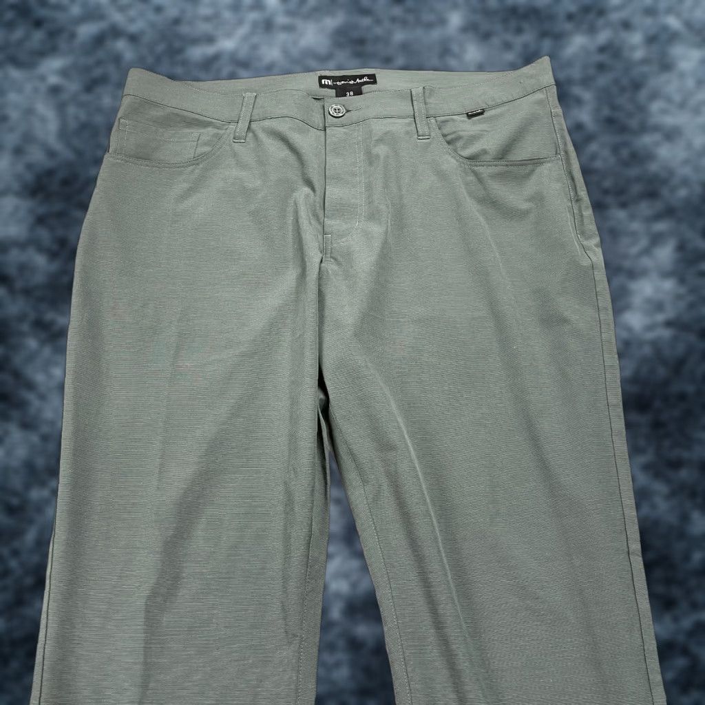 TravisMathew Travis Mathew Golf Pants Mens 38x33 Green Chino Flat Front 5-Pocket Regular Stretch Lightweight Casual Summer Spring Fall Size US 38 / EU 54 - 1 Thumbnail