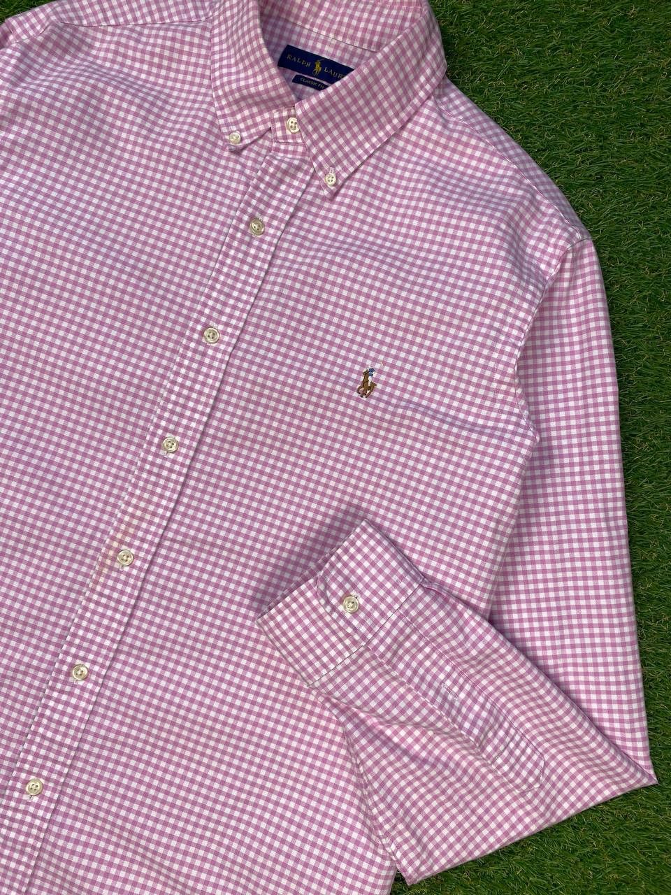Polo Ralph Lauren × Ralph Lauren × Vintage Polo Ralph Lauren Pink Check Classic Button Up Shirt Size US L / EU 52-54 / 3 - 4 Thumbnail