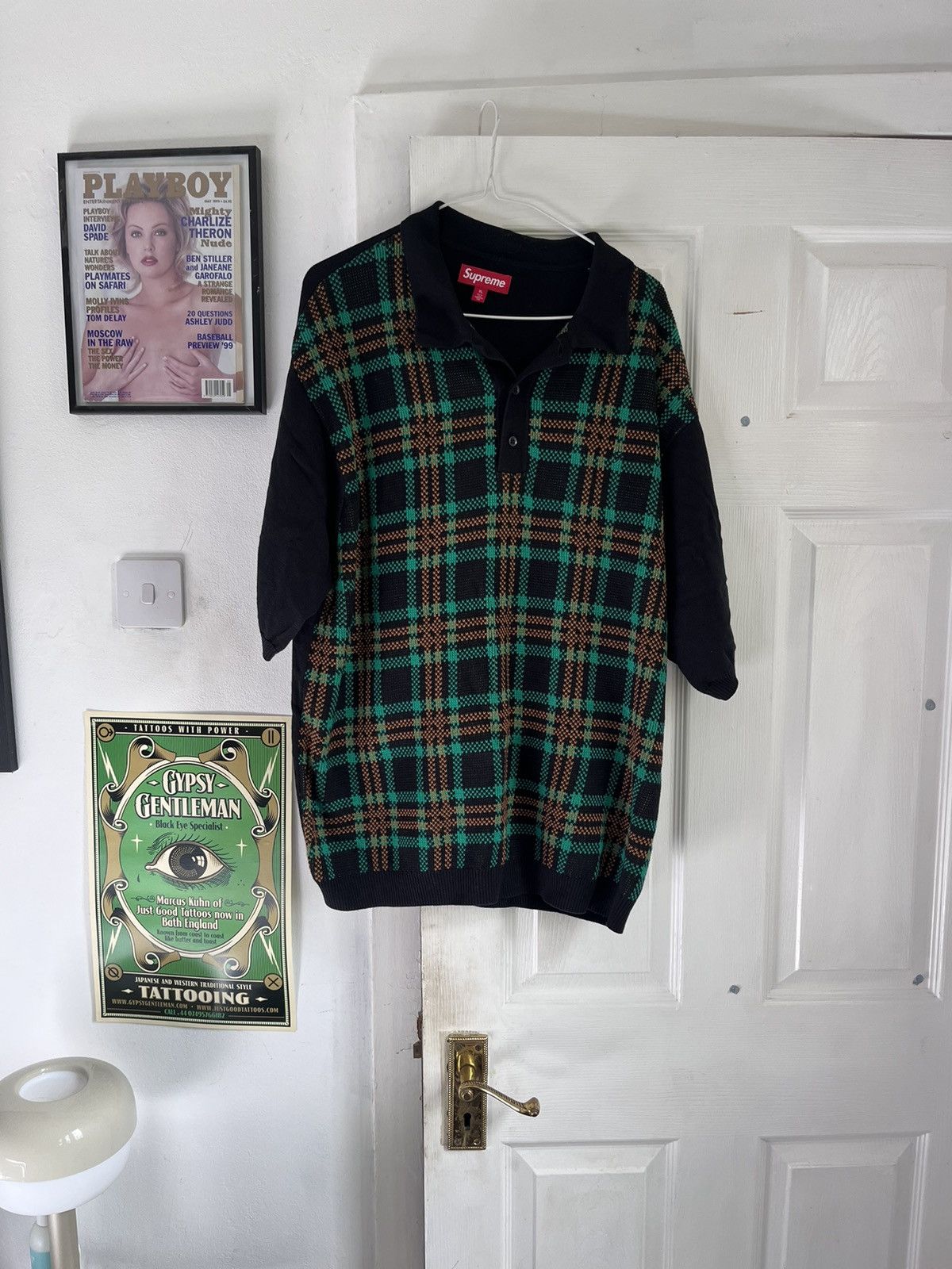 Supreme Plaid Knit S/S Polo 