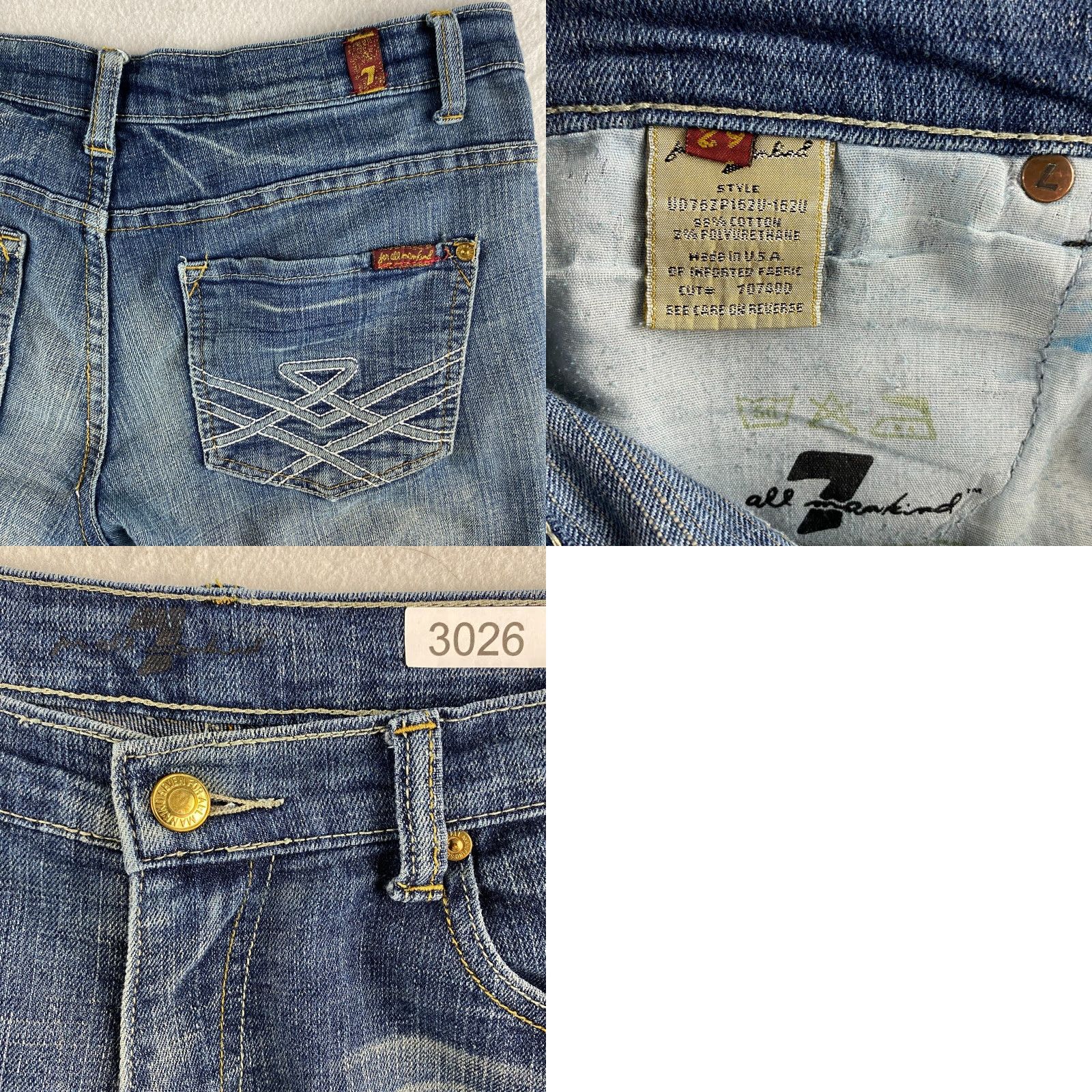 7 For All Mankind 7 For All Mankind Jeans Womens 29 Blue Low-Rise Distressed Rip Denim USA Made Size 29" - 11 Thumbnail