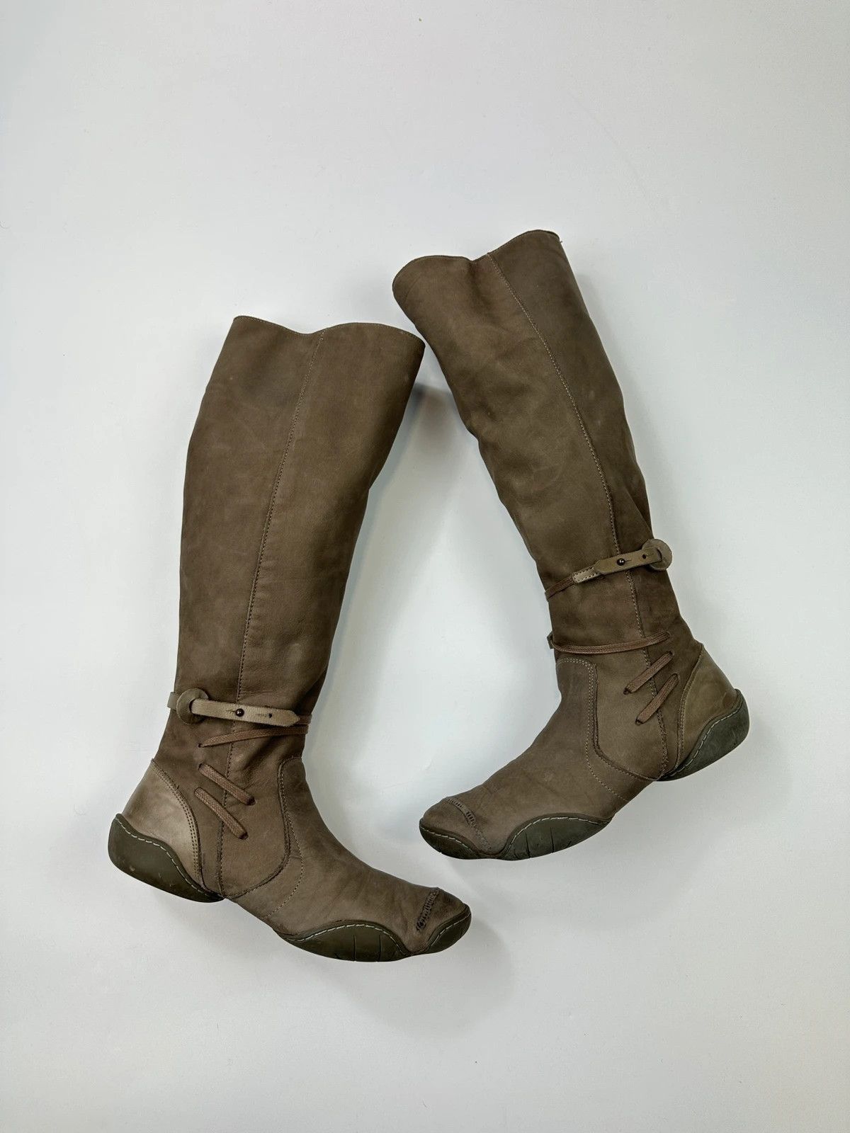 Marithe + Francois Girbaud M+FG Leather Khaki Brown Straps High Boots Size US 7 / IT 37 - 1 Thumbnail